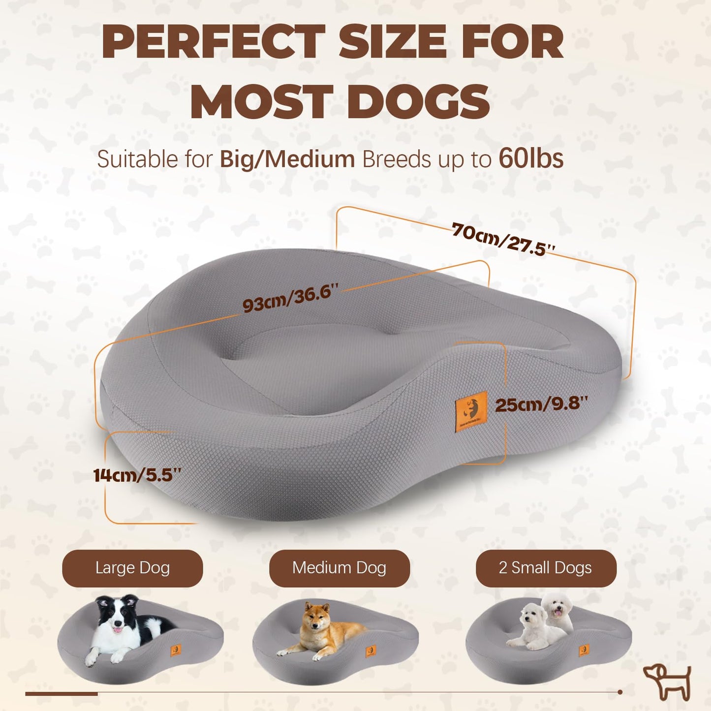 Orthopedic Dog Beds for Large/Medium Dogs, 9'' Thick Pure Memory Foam Dog Bed with Removable Washable Cover, Waterproof Couch Pet Bed, 60D High Density, Chewproof, Easy Clean, Dark Grey LukkyDeals