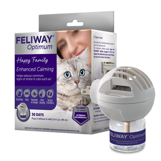FELIWAY® Optimum 30 Day Cat Calming Plug In Pheromone Diffuser Starter Kit, 48ml - Helps Reduce Common Signs of Stress in Cats & Kittens, No. 1 Vet Recommended Brand, Enhanced Calming LukkyDeals