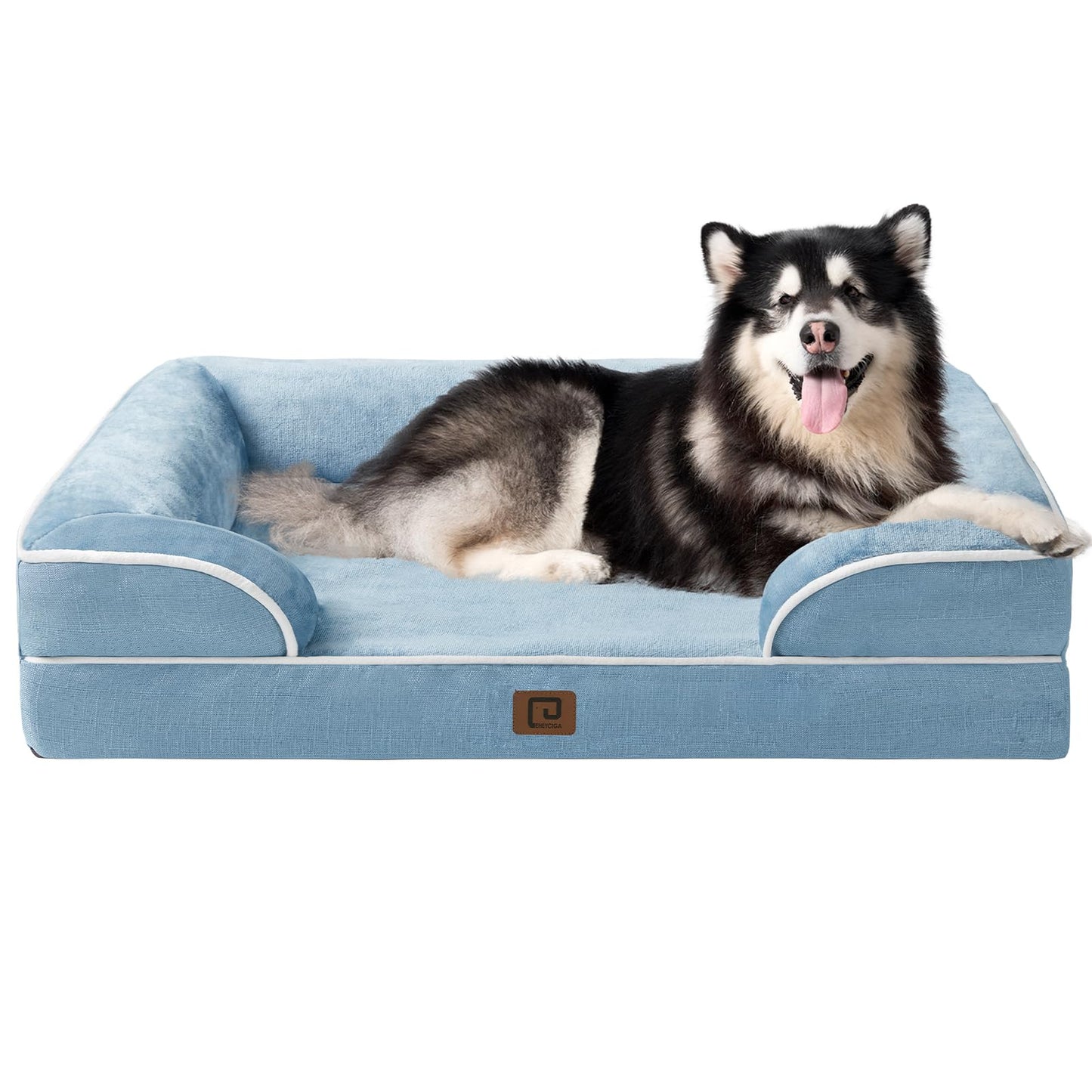 EHEYCIGA Orthopedic Dog Beds for Extra Large Dogs, Waterproof Memory Foam XL Pet Bed with Sides, Non-Slip and Egg-Crate Foam Big Dog Couch Bed with Washable Removable Cover, Grey LukkyDeals