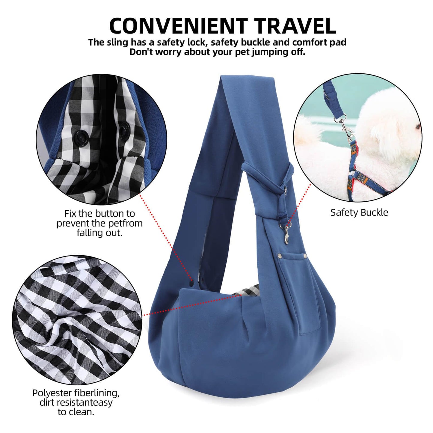 Dog Carrier Sling - Reversible Puppy Carrier Purse with Storage Pocket, Hand-Free Dog Sling Carrier for Carry Small Dogs and Cats, Travel Safety Harness, Dog and Cat Harness(Black) LukkyDeals