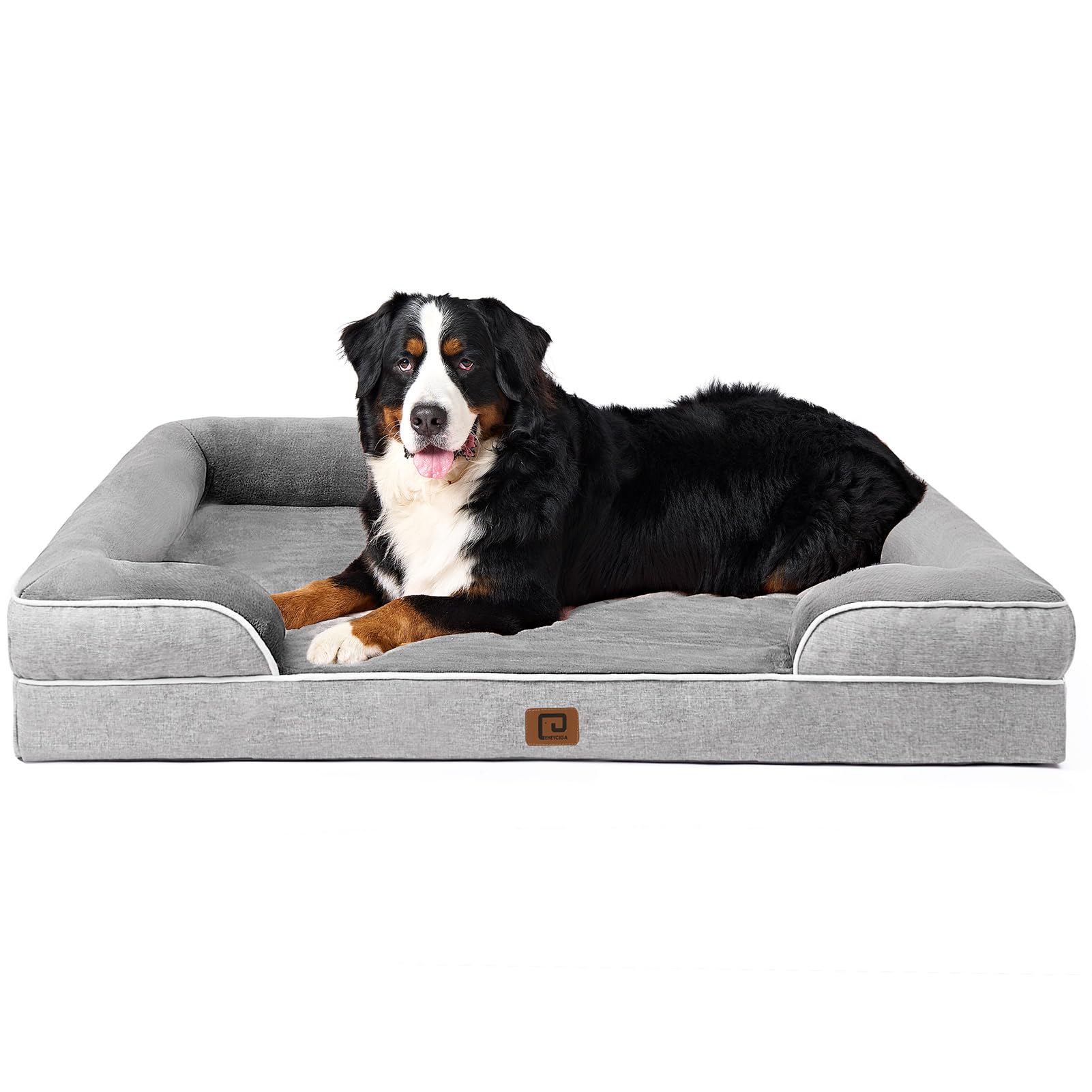 EHEYCIGA Orthopedic Dog Beds for Extra Large Dogs, Waterproof Memory Foam XL Pet Bed with Sides, Non-Slip and Egg-Crate Foam Big Dog Couch Bed with Washable Removable Cover, Grey LukkyDeals