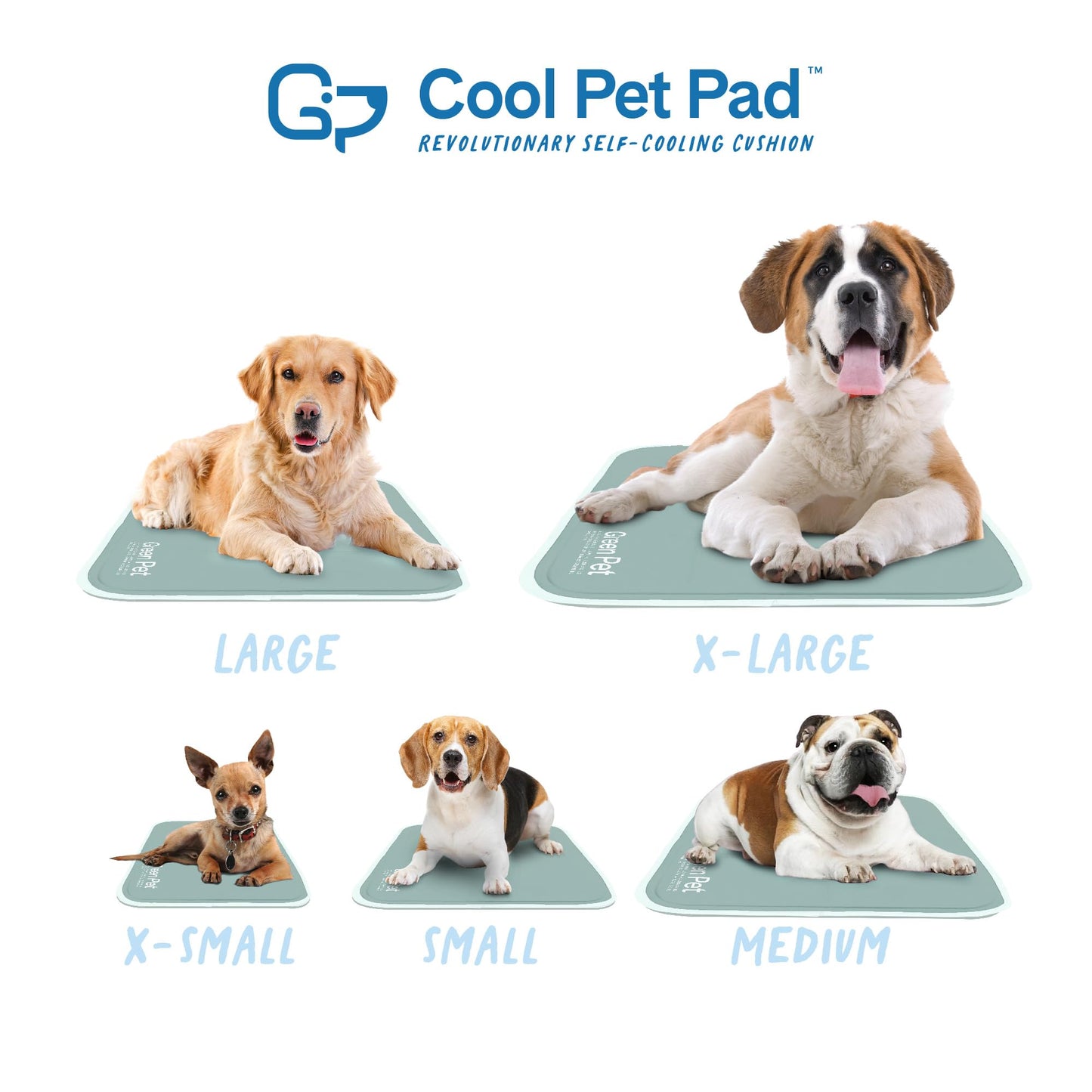 The Green Pet Shop Cool Pet Pad - Large, Sage Grey - Self-Cooling, Pressure Activated Mat for Dogs & Cats from 46-80 lbs - Non-Toxic Gel, No Water Needed LukkyDeals