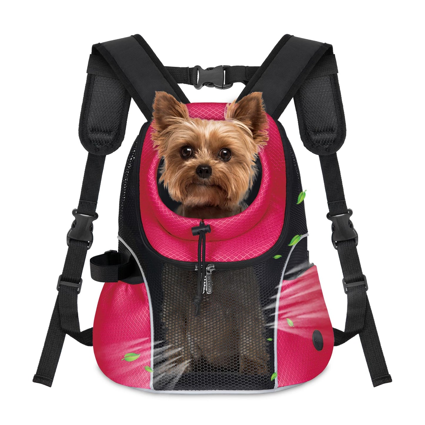 WOYYHO Pet Dog Carrier Backpack Small Dog Front Backpack Ventilated Mesh Dog Travel Back Pack with Safety Belt for Travel Hiking Cycling Outdoor Adventures (Size M: 5-9 lbs, Black) LukkyDeals