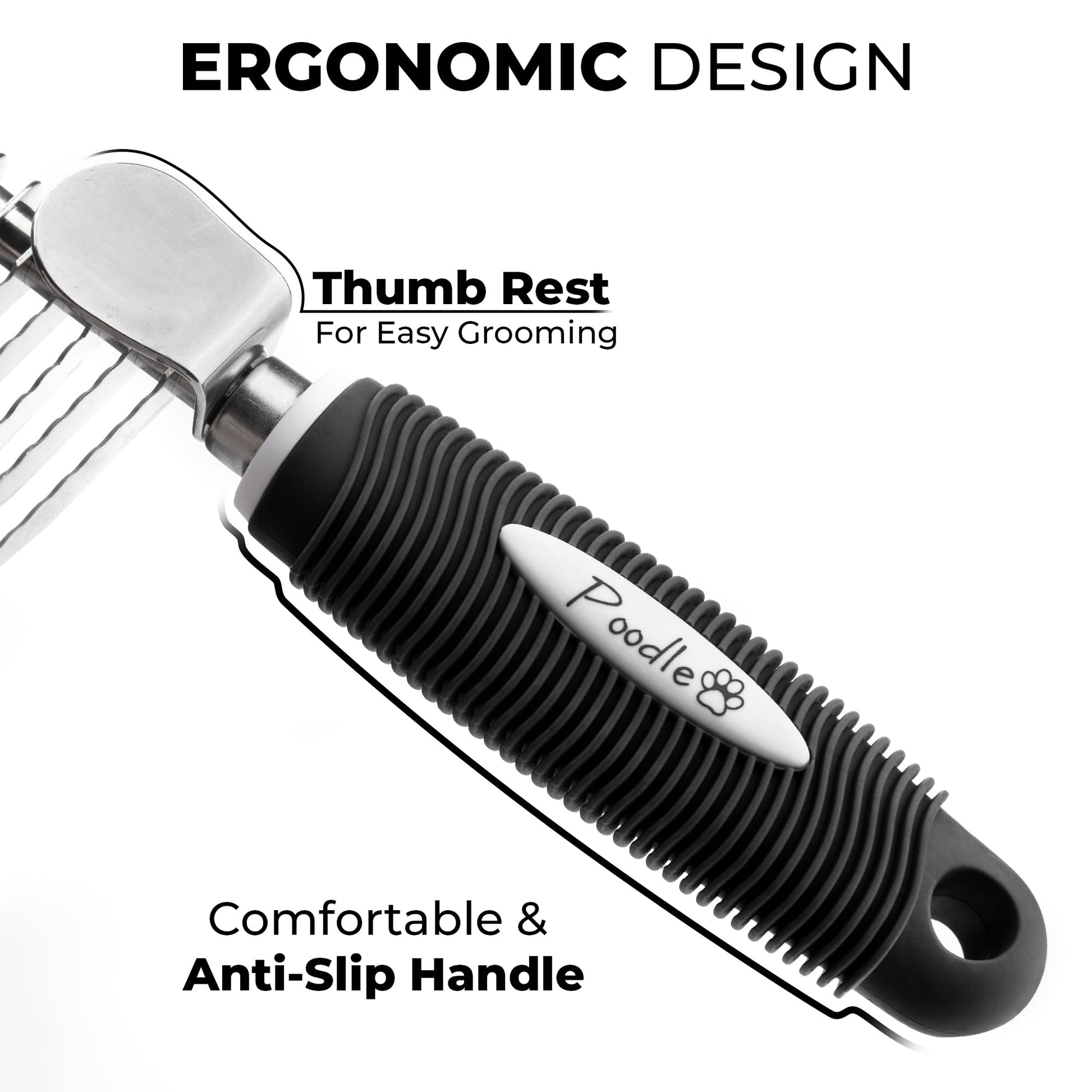 Poodle Dematting Fur Rake Comb Brush for Dogs and Cats - Long 2.5" Steel Safety Blades Metal Comb for Detangling Matted or Knotted Undercoat Hair LukkyDeals