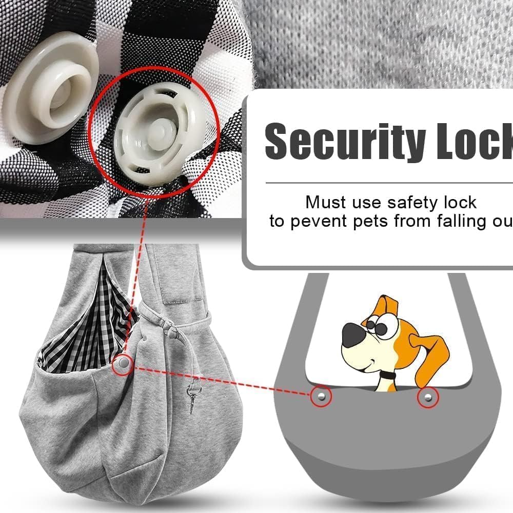 Tomkas Small Dog Sling Carrier - Adjustable Strap & Zip Pocket - Suitable for Puppies (Black) LukkyDeals