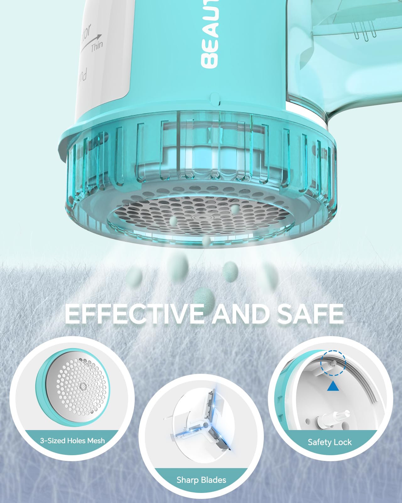BEAUTURAL Fabric Shaver and Lint Remover, Sweater Defuzzer with 2-Speeds, 2 Replaceable Stainless Steel Blades, Battery Operated, Remove Clothes Fuzz, Lint Balls, Pills, Bobbles Gray LukkyDeals