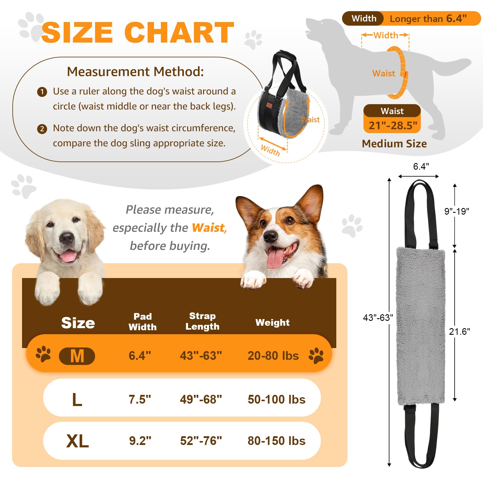 Adjustable Dog Lift Harness Dog Sling for Large Dogs Hind Leg Support Soft Lift Support and Rehab Harness for Weak Rear Legs, Helps Senior, Injured, Disabled and After ACL Surgery Dogs Large LukkyDeals