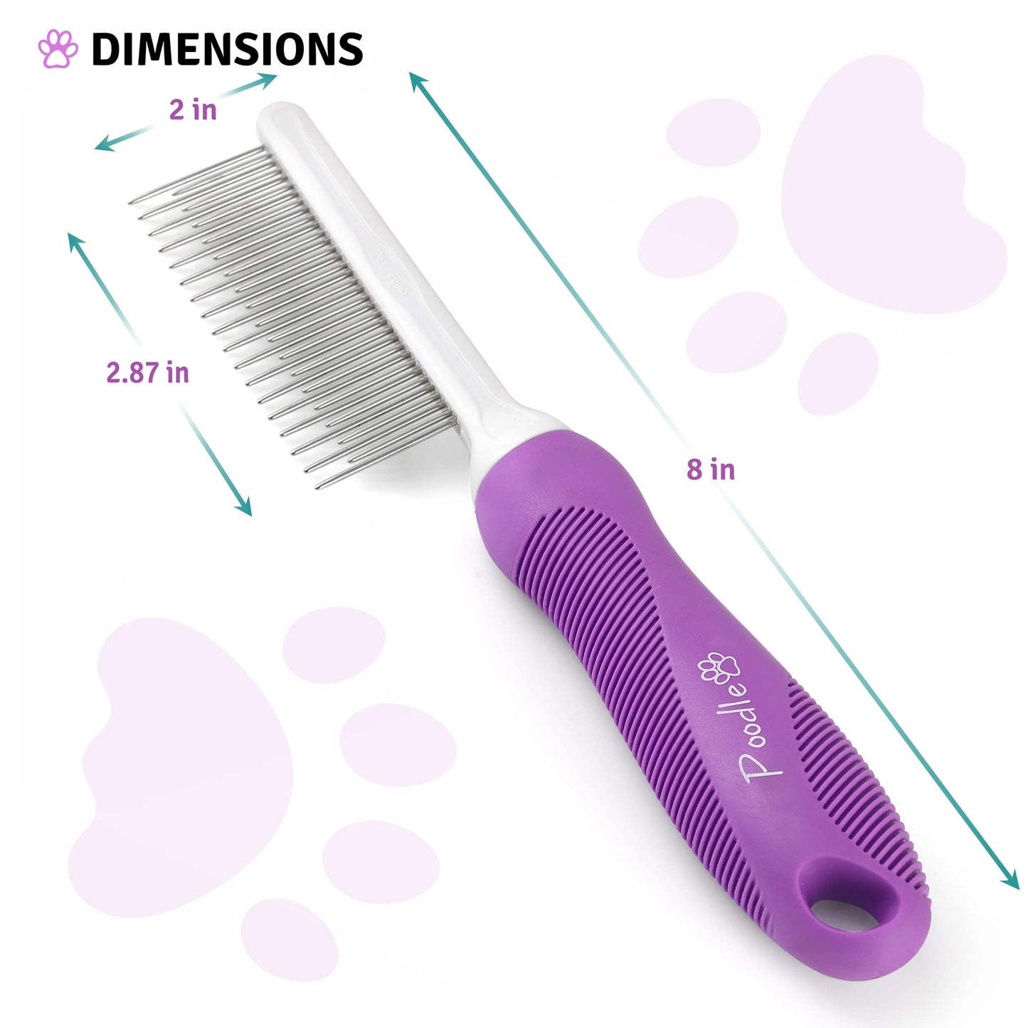 Poodle Dematting Fur Rake Comb Brush for Dogs and Cats - Long 2.5" Steel Safety Blades Metal Comb for Detangling Matted or Knotted Undercoat Hair LukkyDeals