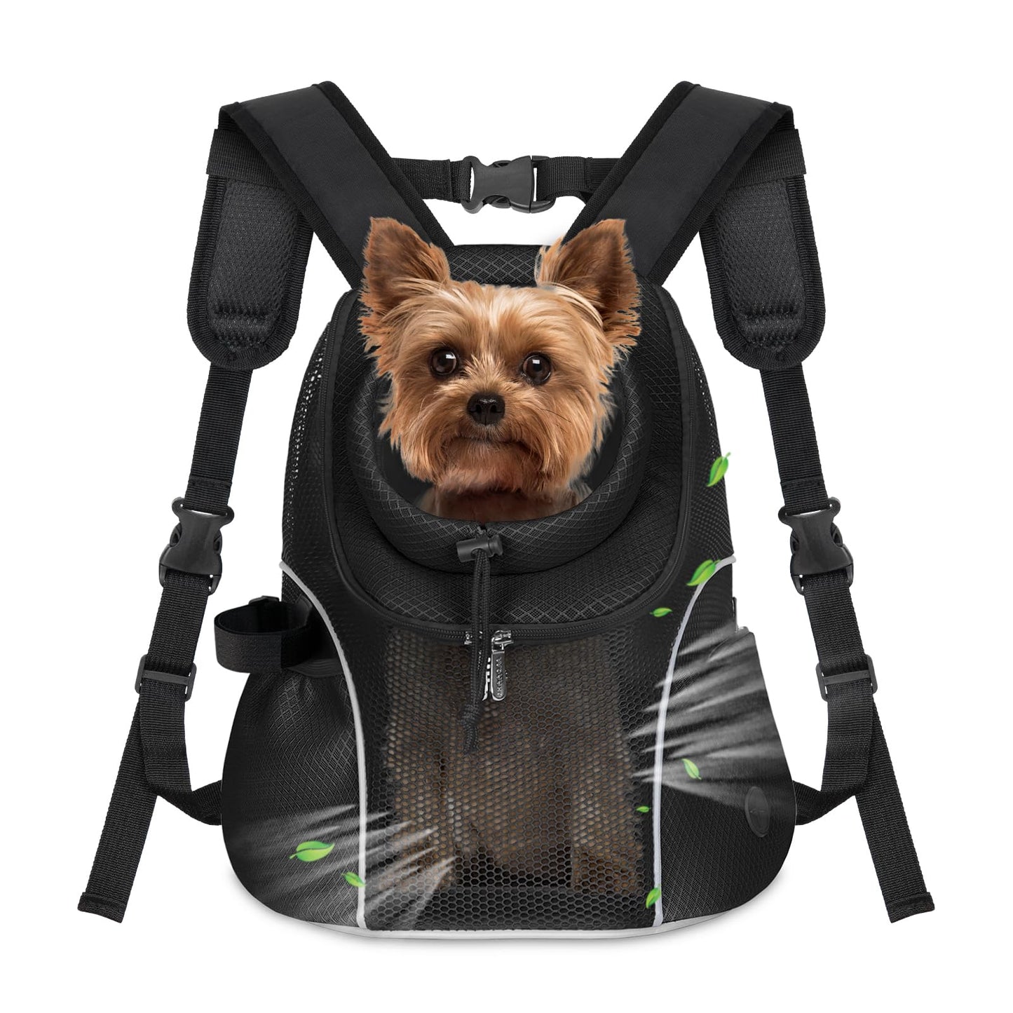 WOYYHO Pet Dog Carrier Backpack Small Dog Front Backpack Ventilated Mesh Dog Travel Back Pack with Safety Belt for Travel Hiking Cycling Outdoor Adventures (Size M: 5-9 lbs, Black) LukkyDeals