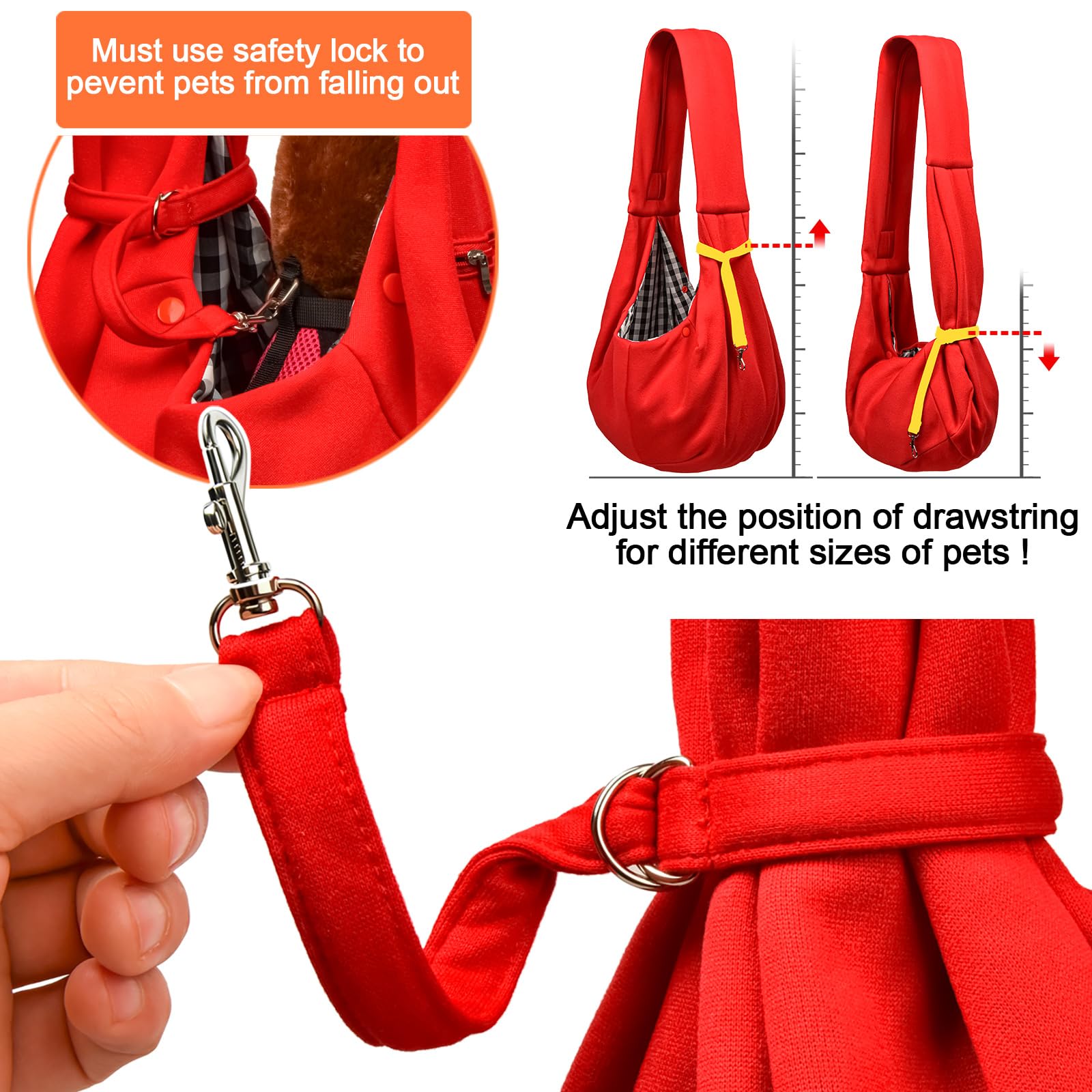 Tomkas Small Dog Sling Carrier - Adjustable Strap & Zip Pocket - Suitable for Puppies (Black) LukkyDeals