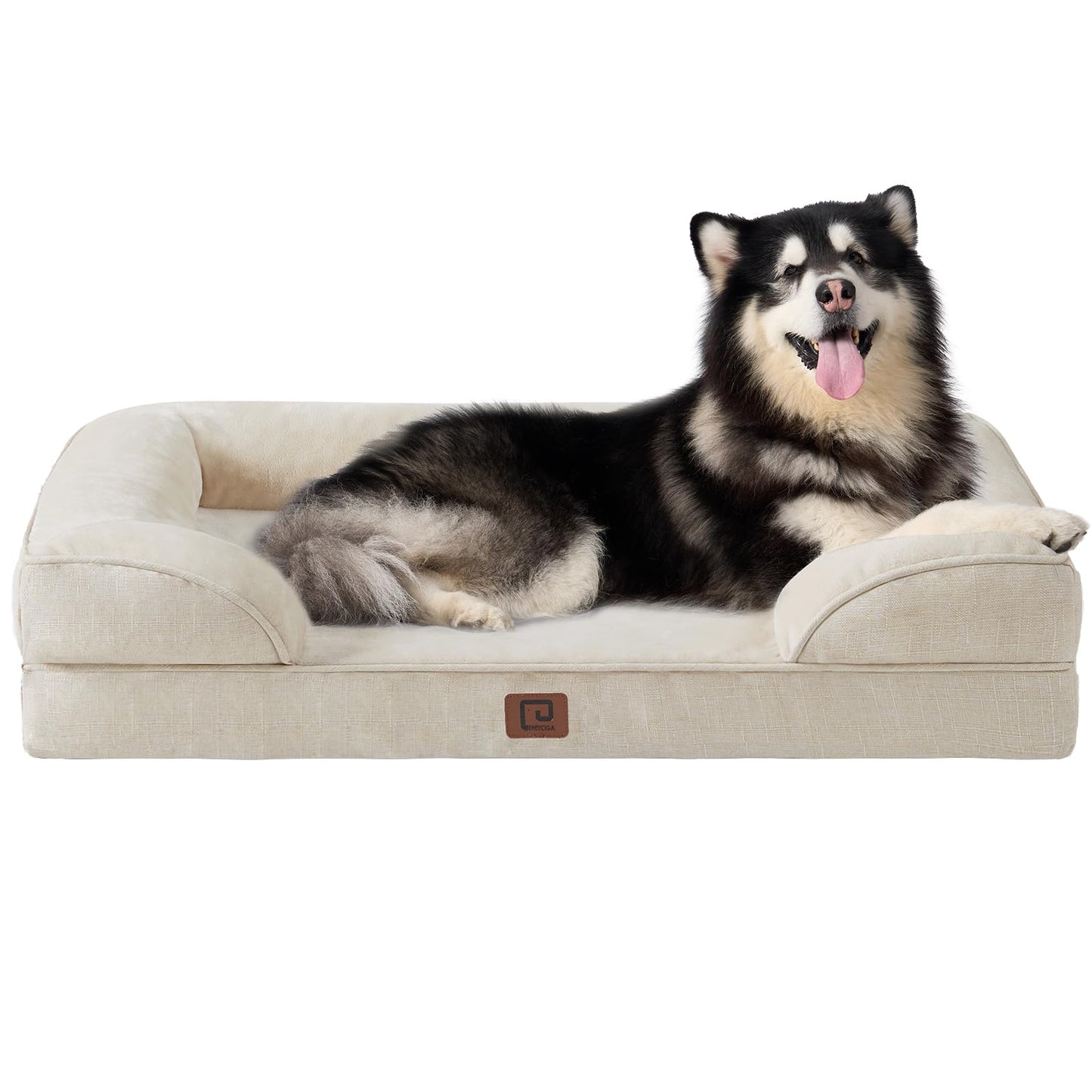 EHEYCIGA Orthopedic Dog Beds for Extra Large Dogs, Waterproof Memory Foam XL Pet Bed with Sides, Non-Slip and Egg-Crate Foam Big Dog Couch Bed with Washable Removable Cover, Grey LukkyDeals