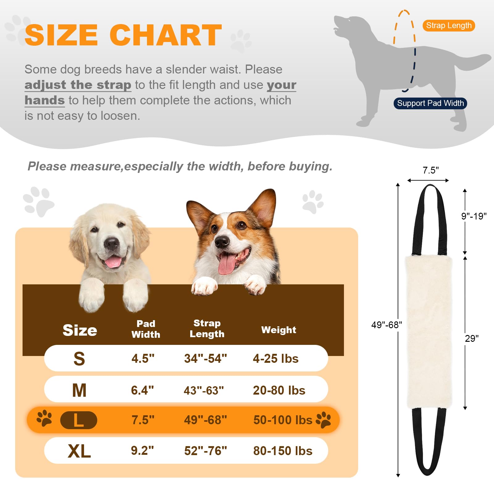 Adjustable Dog Lift Harness Dog Sling for Large Dogs Hind Leg Support Soft Lift Support and Rehab Harness for Weak Rear Legs, Helps Senior, Injured, Disabled and After ACL Surgery Dogs Large LukkyDeals
