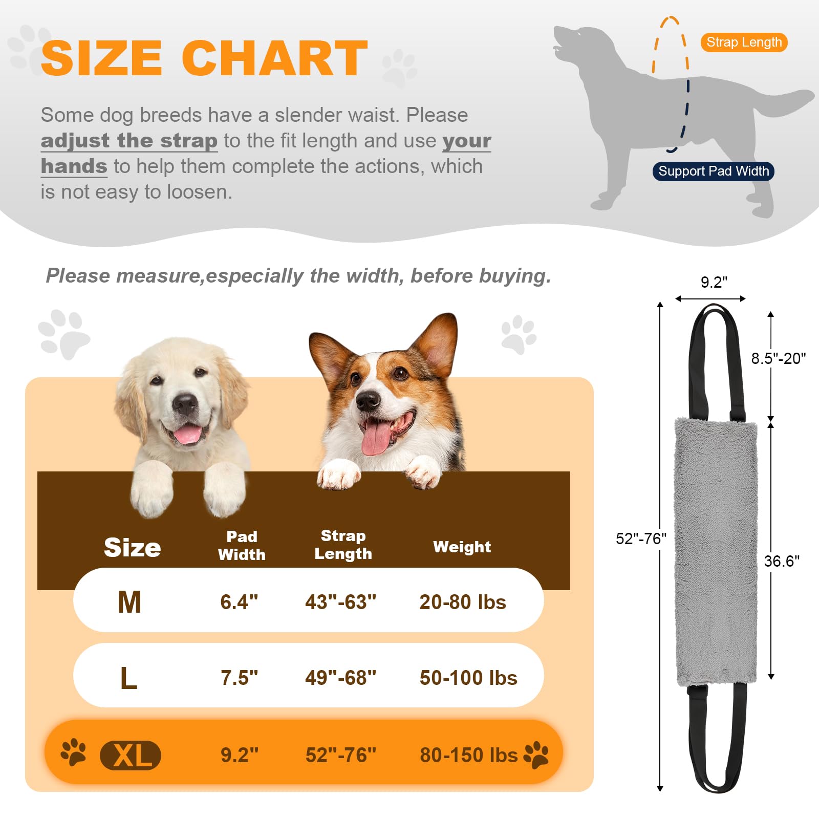 Adjustable Dog Lift Harness Dog Sling for Large Dogs Hind Leg Support Soft Lift Support and Rehab Harness for Weak Rear Legs, Helps Senior, Injured, Disabled and After ACL Surgery Dogs Large LukkyDeals