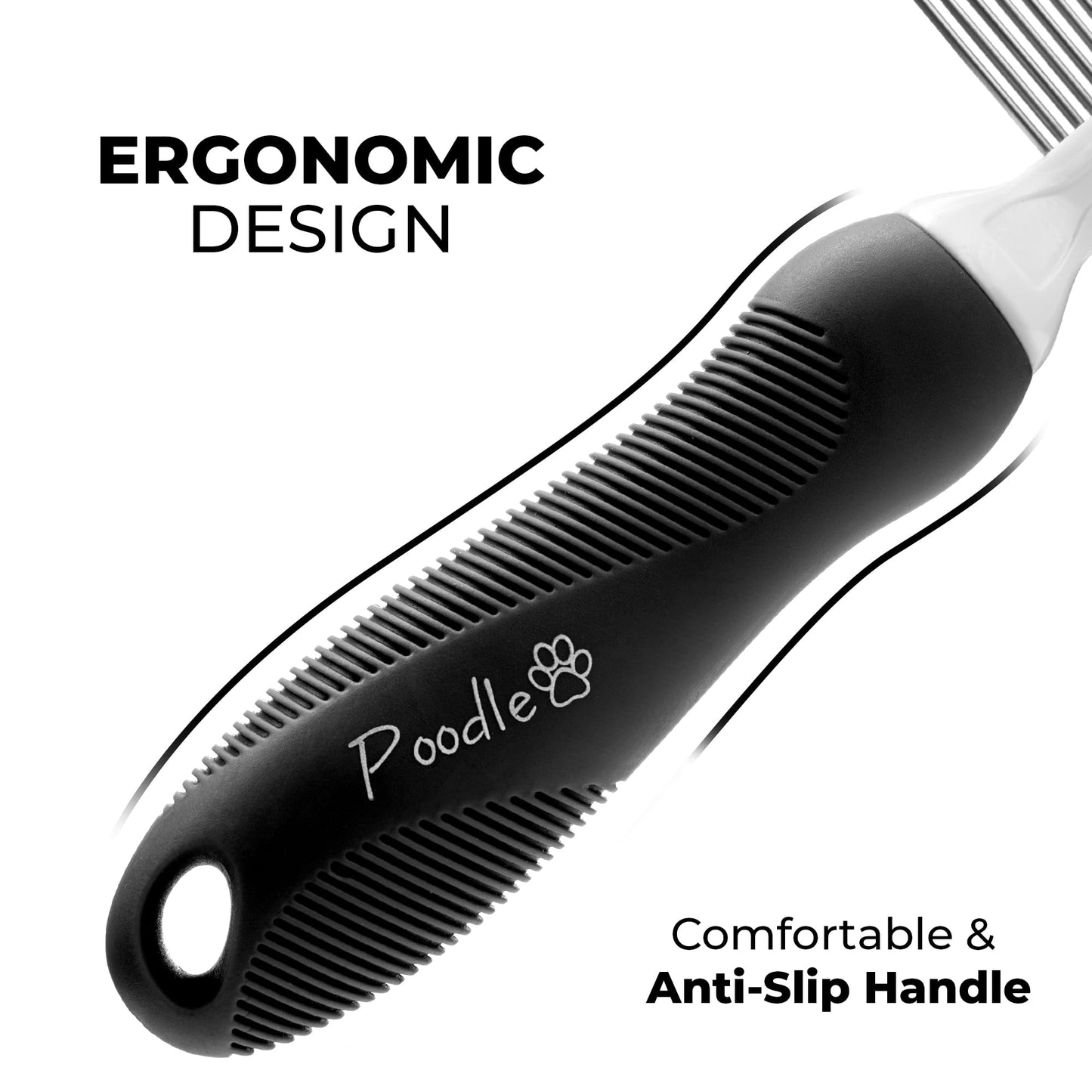 Poodle Dematting Fur Rake Comb Brush for Dogs and Cats - Long 2.5" Steel Safety Blades Metal Comb for Detangling Matted or Knotted Undercoat Hair LukkyDeals