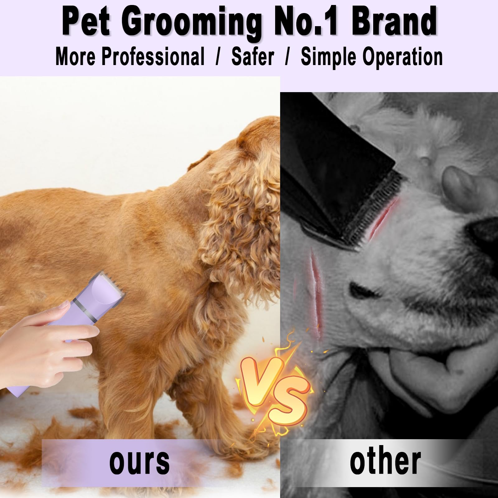 Dog Clippers Grooming Kit Hair Clipper-Low Noise Paw Trimmer- Rechargeable - Cordless Quiet Nail Grinder Shaver for Cats and Other Pets LukkyDeals