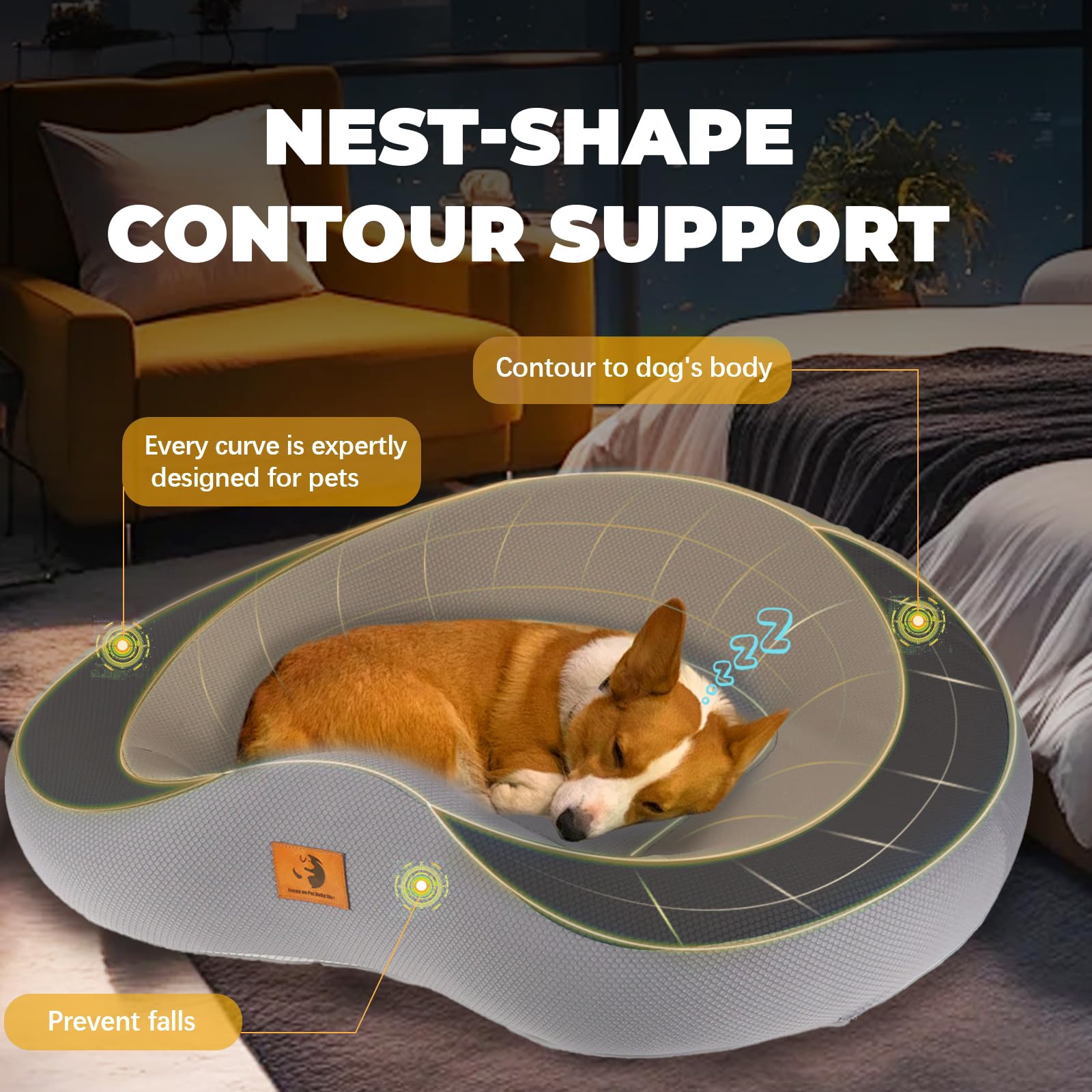 Orthopedic Dog Beds for Large/Medium Dogs, 9'' Thick Pure Memory Foam Dog Bed with Removable Washable Cover, Waterproof Couch Pet Bed, 60D High Density, Chewproof, Easy Clean, Dark Grey LukkyDeals