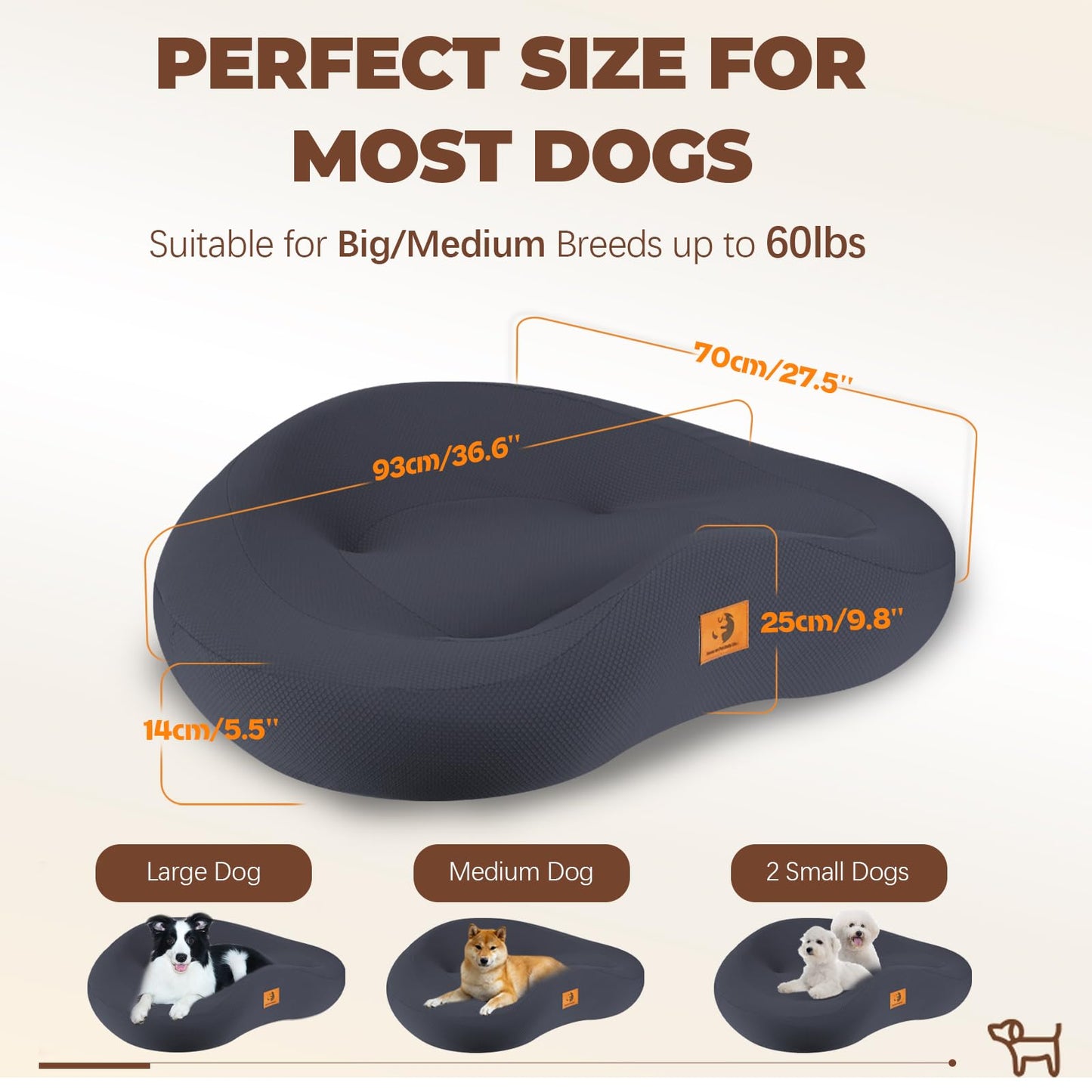 Orthopedic Dog Beds for Large/Medium Dogs, 9'' Thick Pure Memory Foam Dog Bed with Removable Washable Cover, Waterproof Couch Pet Bed, 60D High Density, Chewproof, Easy Clean, Dark Grey LukkyDeals