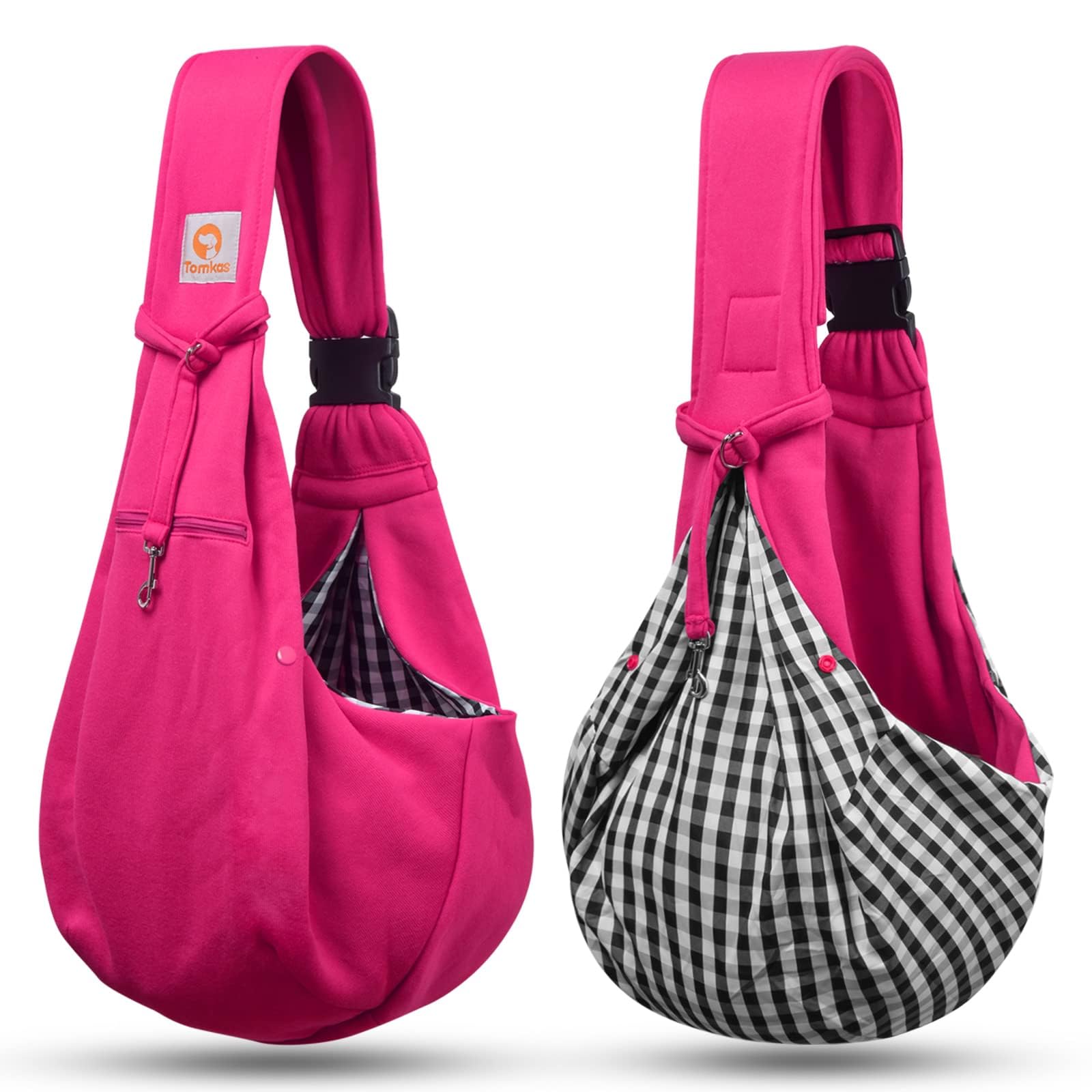 Tomkas Small Dog Sling Carrier - Adjustable Strap & Zip Pocket - Suitable for Puppies (Black) LukkyDeals