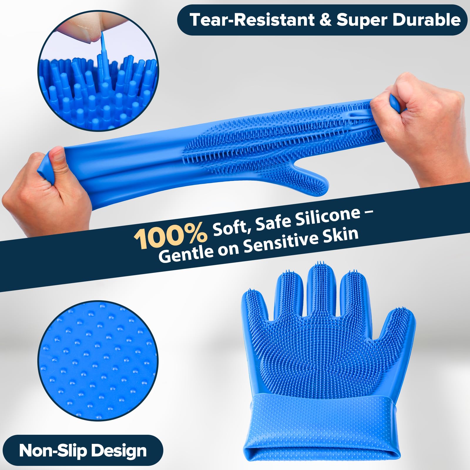6PCS Pet Grooming Kit | Dog Washing Gloves | Dog Bath Brush | Dog Bath Gloves | Dog Shampoo Brush | Pet Grooming Gloves | Cat Bathing Supplies | Dog Bath Supplies (Navy Blue) LukkyDeals