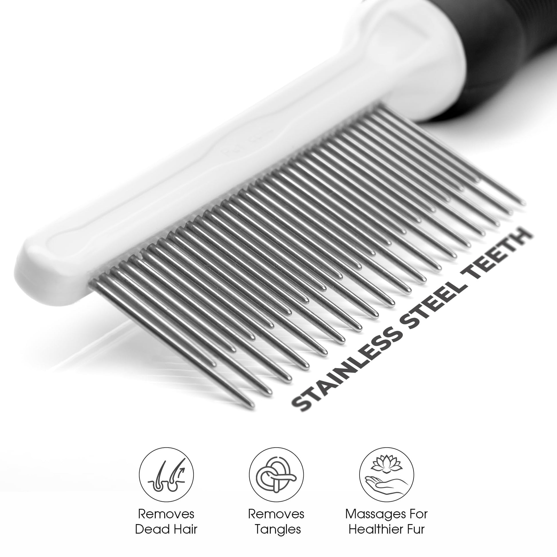 Poodle Dematting Fur Rake Comb Brush for Dogs and Cats - Long 2.5" Steel Safety Blades Metal Comb for Detangling Matted or Knotted Undercoat Hair LukkyDeals