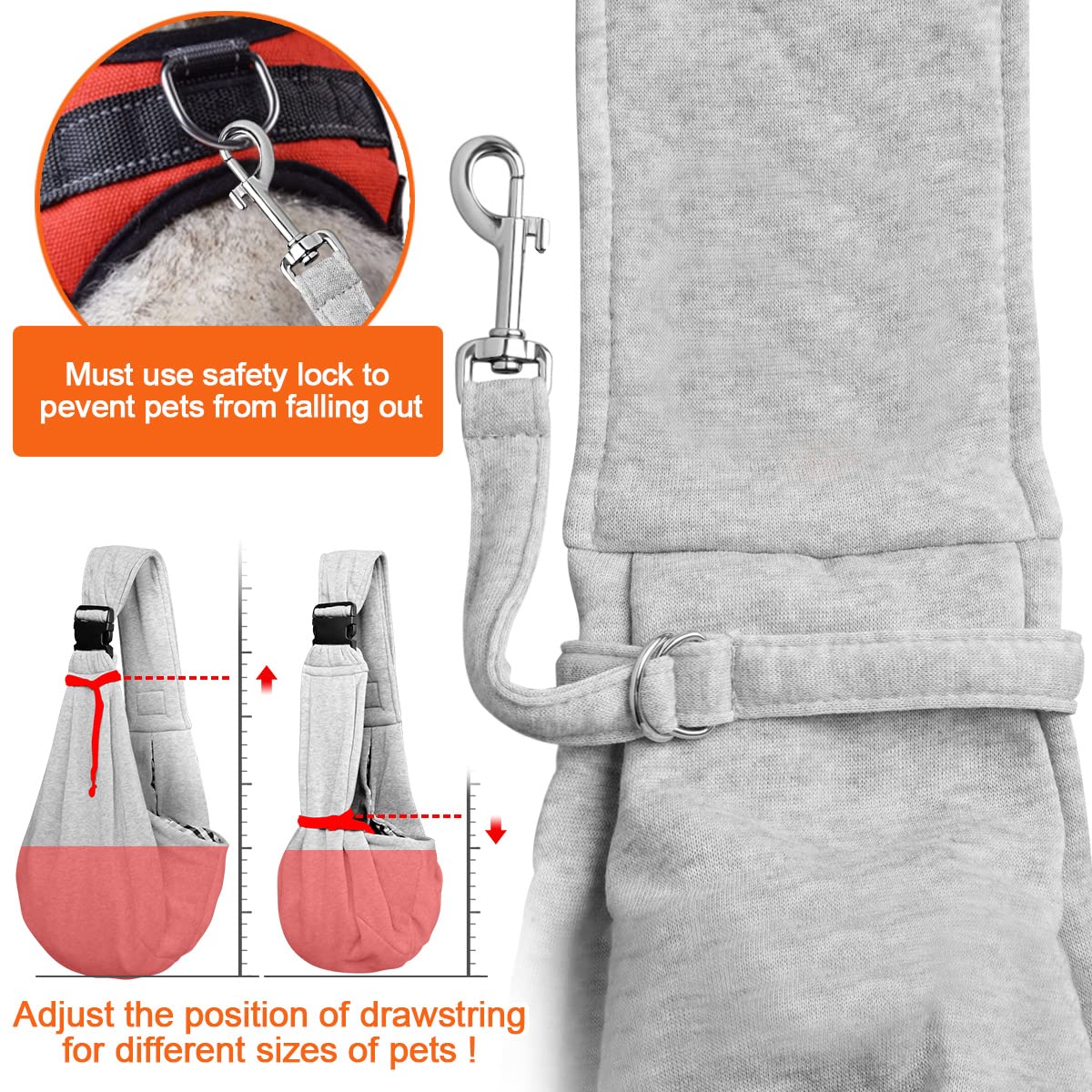 Tomkas Small Dog Sling Carrier - Adjustable Strap & Zip Pocket - Suitable for Puppies (Black) LukkyDeals