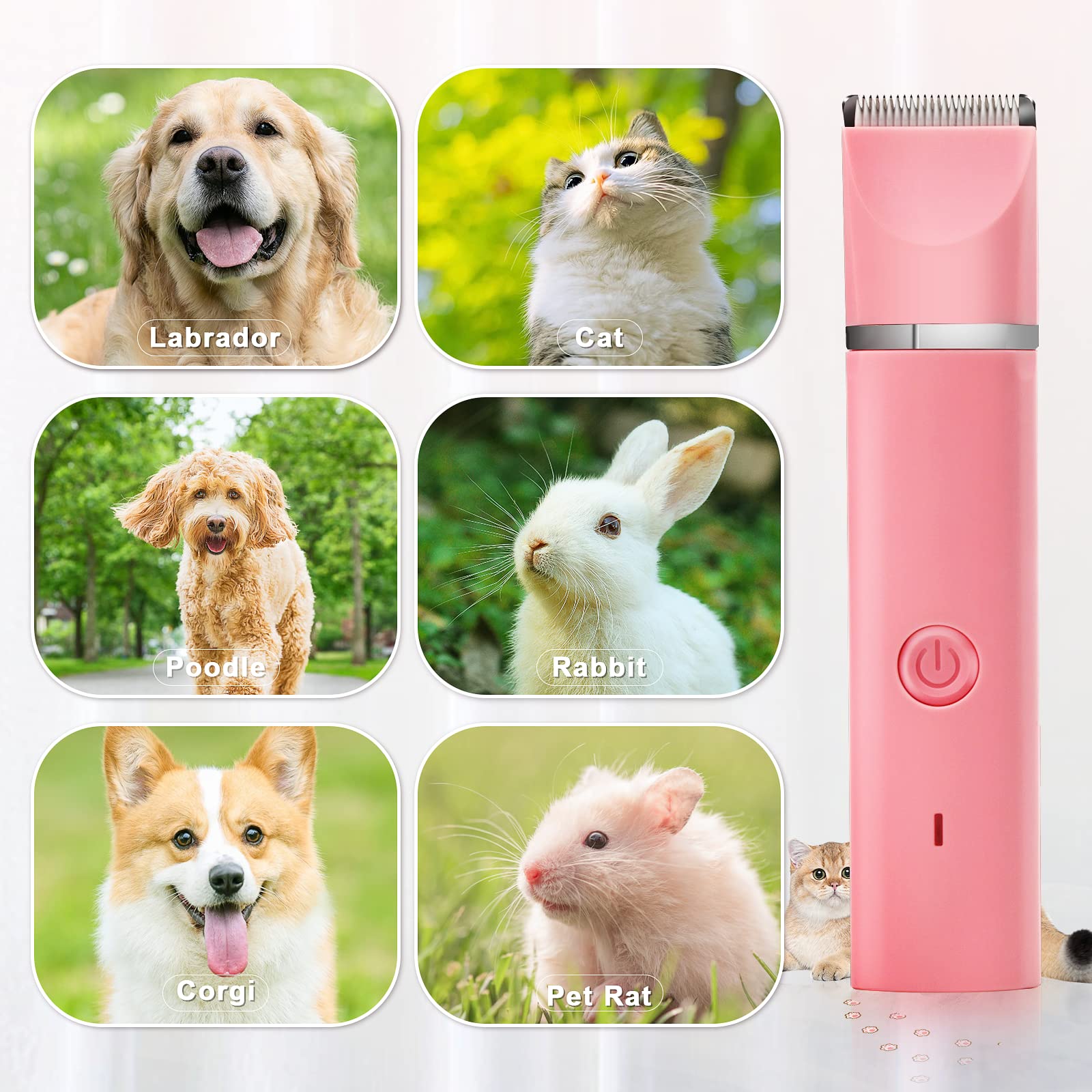 Dog Clippers Grooming Kit Hair Clipper-Low Noise Paw Trimmer- Rechargeable - Cordless Quiet Nail Grinder Shaver for Cats and Other Pets LukkyDeals