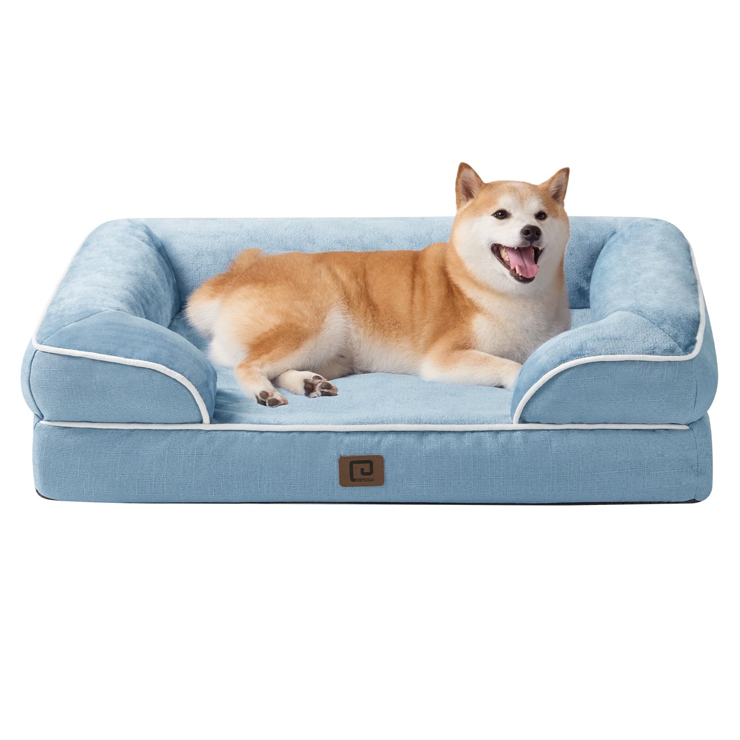 EHEYCIGA Orthopedic Dog Beds for Extra Large Dogs, Waterproof Memory Foam XL Pet Bed with Sides, Non-Slip and Egg-Crate Foam Big Dog Couch Bed with Washable Removable Cover, Grey LukkyDeals