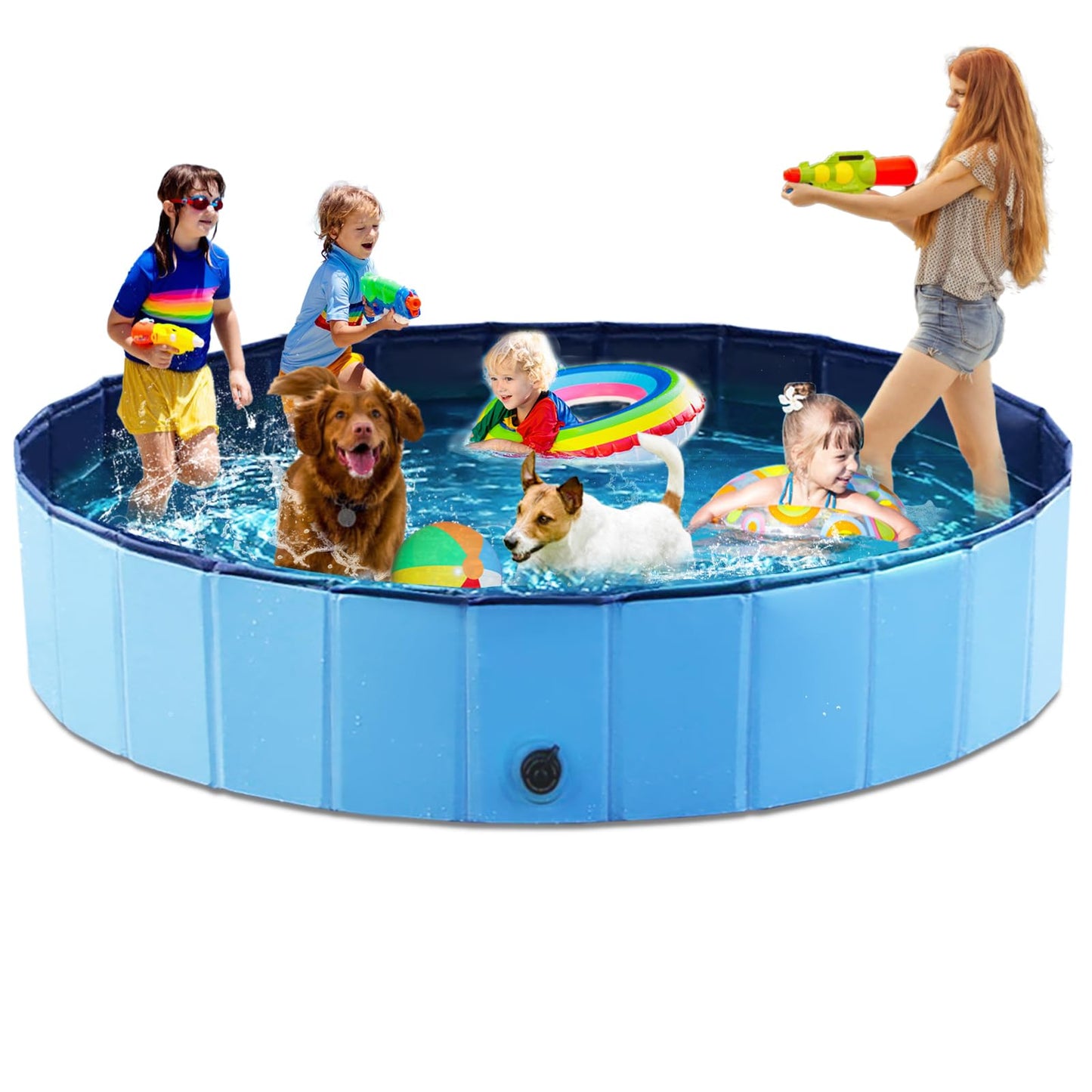 Jasonwell Foldable Dog Pet Bath Pool Collapsible Dog Pet Pool Bathing Tub Kiddie Pool Doggie Wading Pool for Puppy Small Medium Large Dogs Cats and Kids 48" Blue