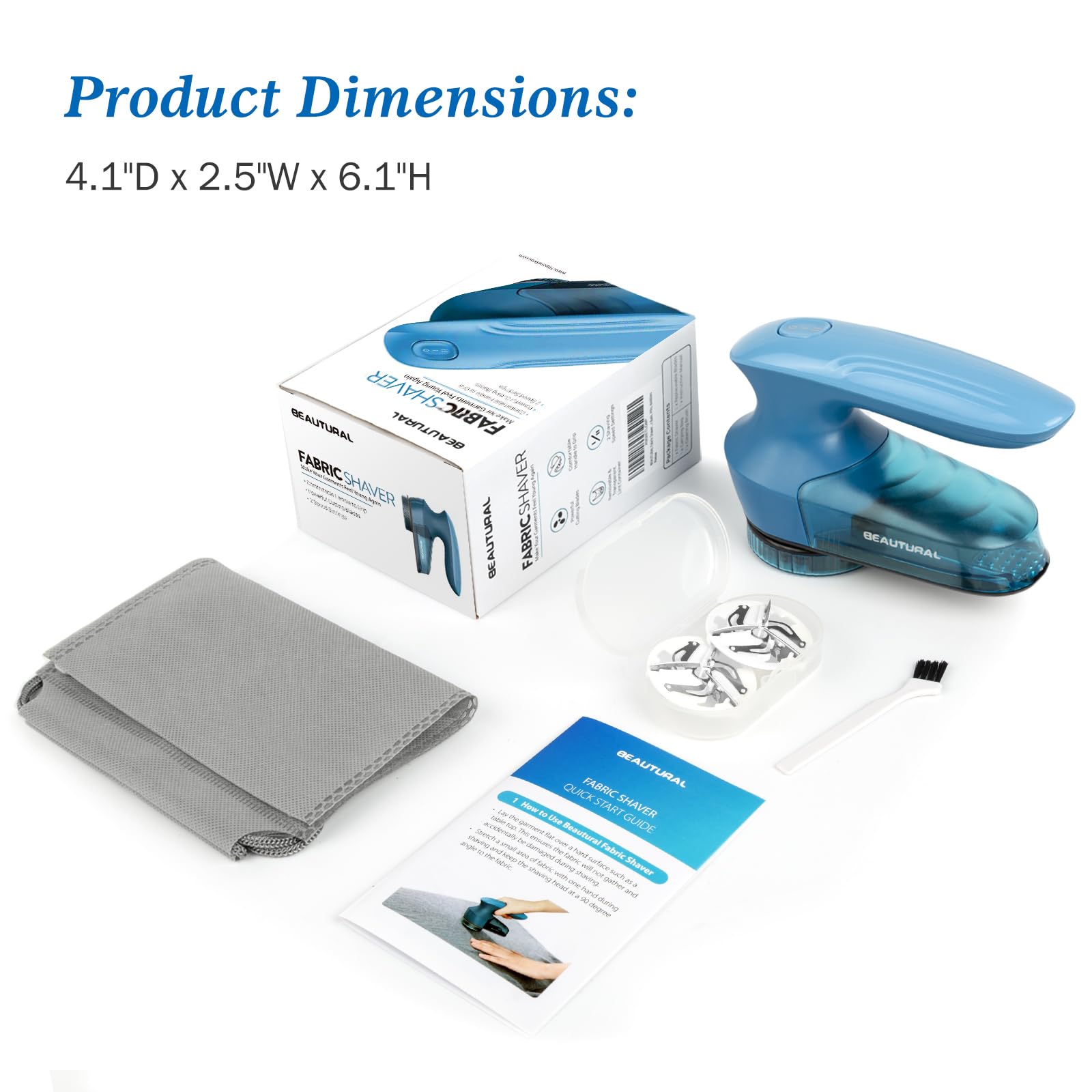 BEAUTURAL Fabric Shaver and Lint Remover, Sweater Defuzzer with 2-Speeds, 2 Replaceable Stainless Steel Blades, Battery Operated, Remove Clothes Fuzz, Lint Balls, Pills, Bobbles Gray LukkyDeals