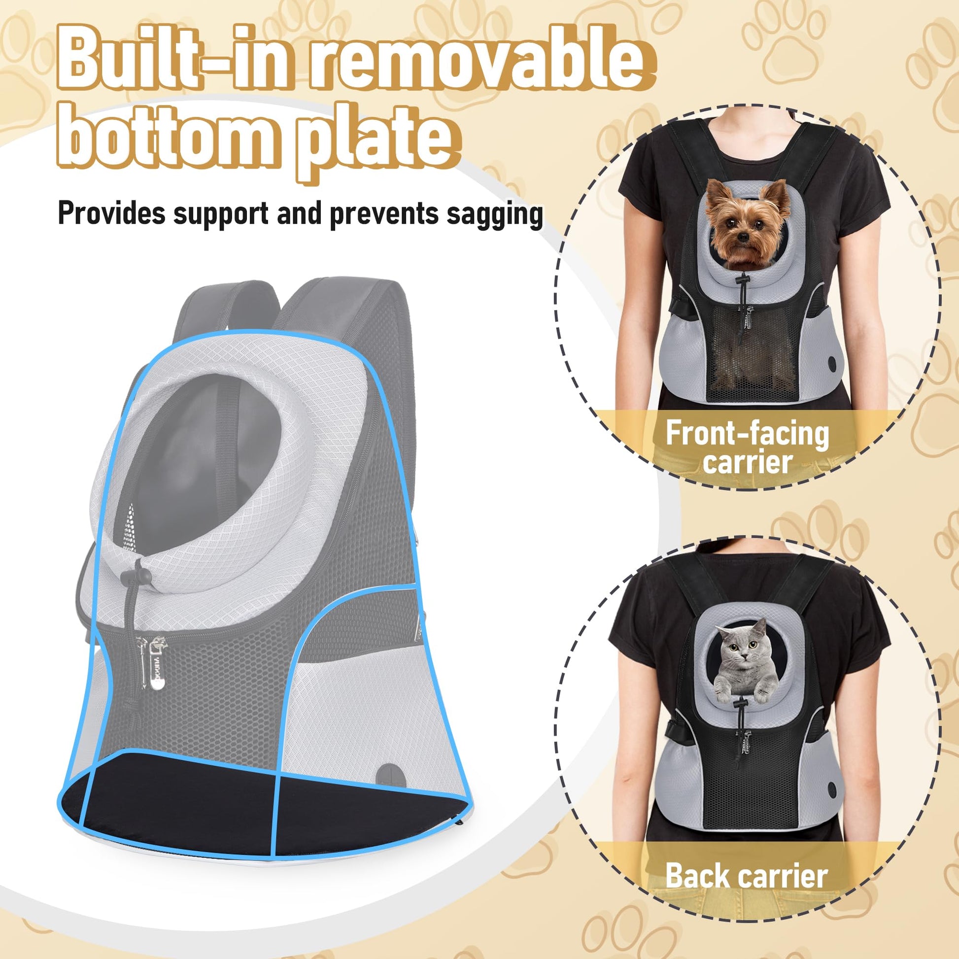 WOYYHO Pet Dog Carrier Backpack Small Dog Front Backpack Ventilated Mesh Dog Travel Back Pack with Safety Belt for Travel Hiking Cycling Outdoor Adventures (Size M: 5-9 lbs, Black) LukkyDeals