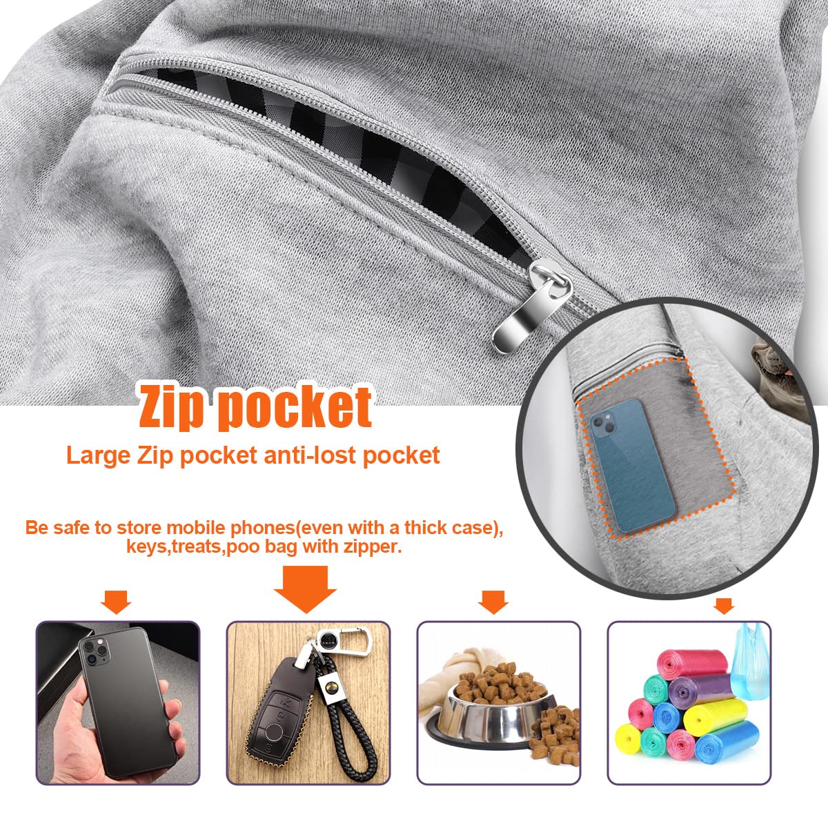 Tomkas Small Dog Sling Carrier - Adjustable Strap & Zip Pocket - Suitable for Puppies (Black) LukkyDeals