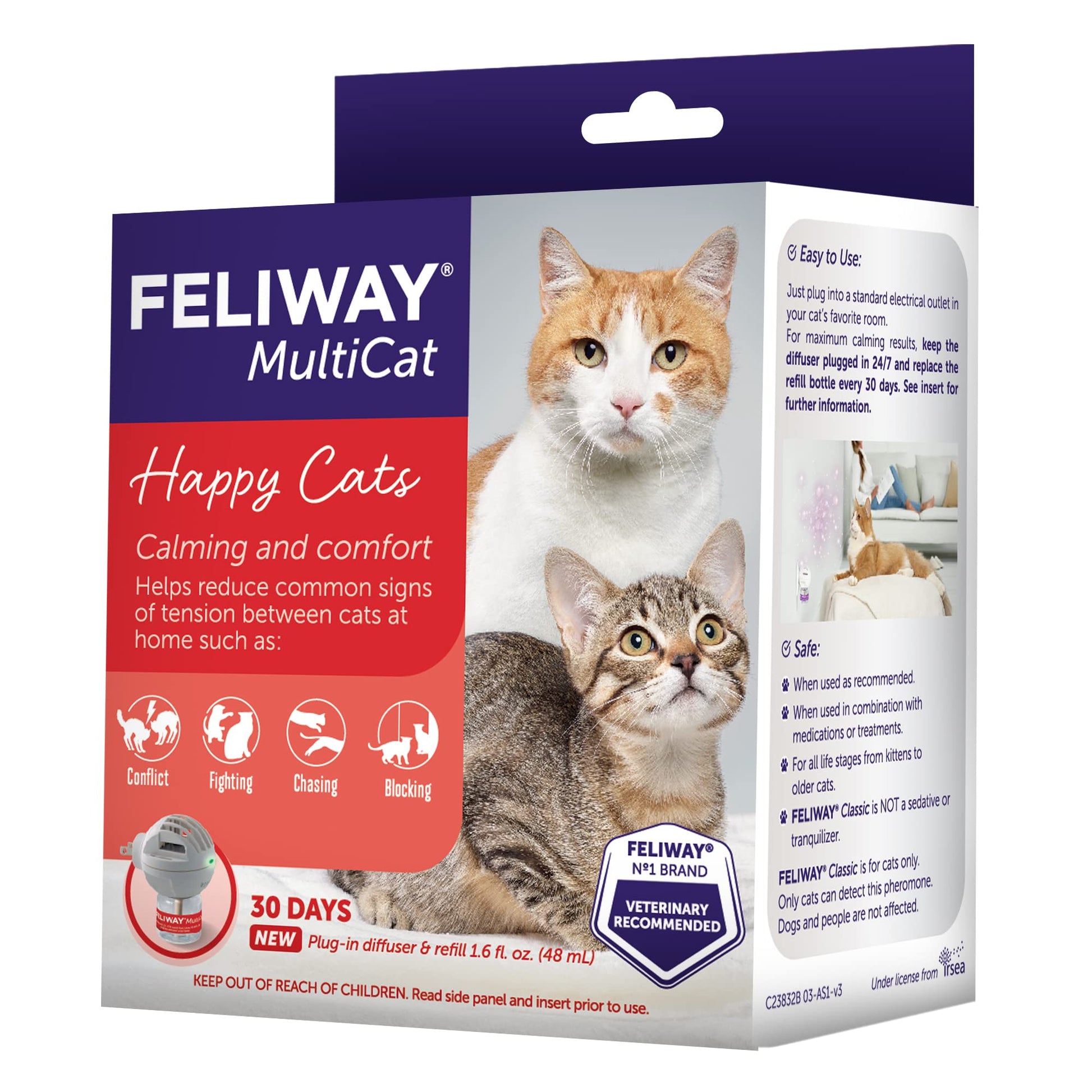 FELIWAY MultiCat Calming Pheromone Diffuser, 30 Day Starter Kit (48 mL) LukkyDeals