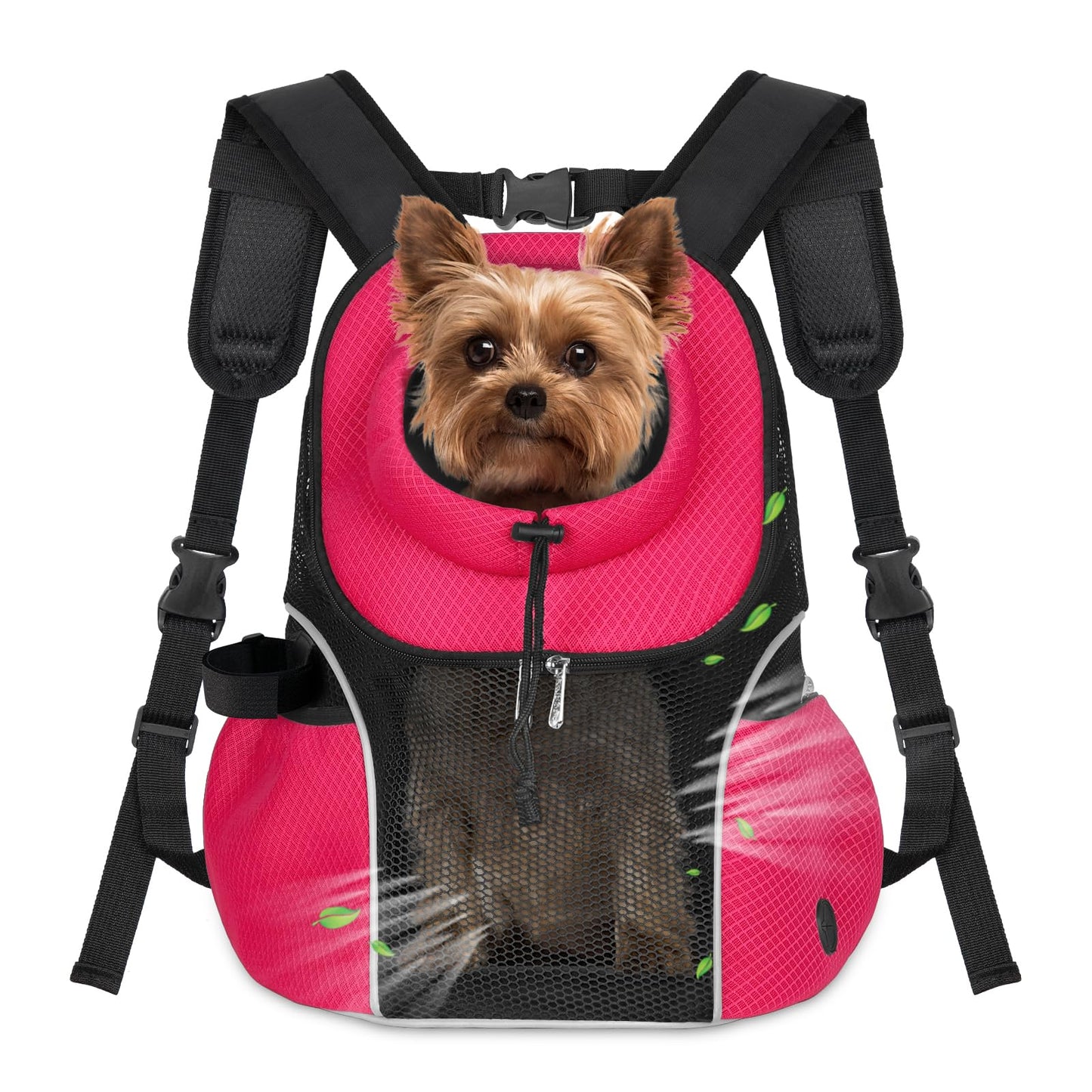 WOYYHO Pet Dog Carrier Backpack Small Dog Front Backpack Ventilated Mesh Dog Travel Back Pack with Safety Belt for Travel Hiking Cycling Outdoor Adventures (Size M: 5-9 lbs, Black) LukkyDeals