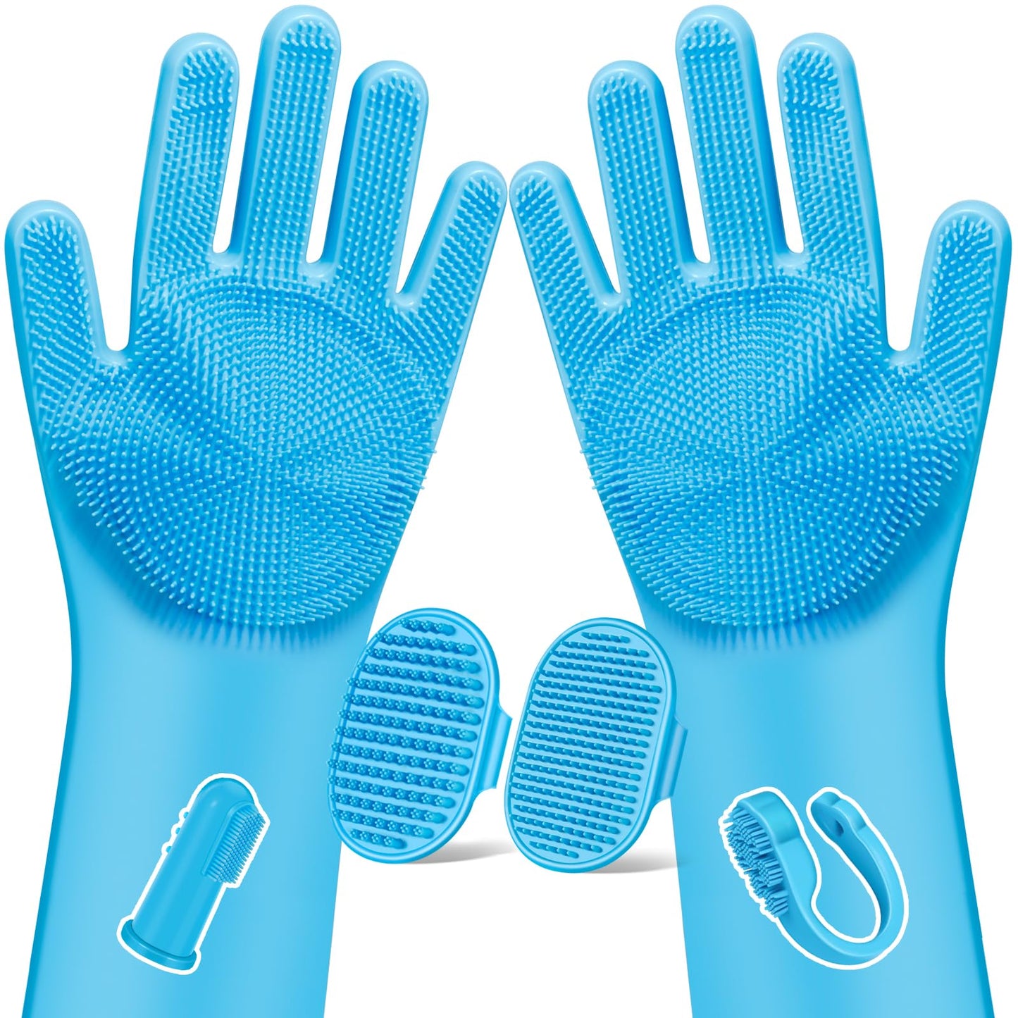 6PCS Pet Grooming Kit | Dog Washing Gloves | Dog Bath Brush | Dog Bath Gloves | Dog Shampoo Brush | Pet Grooming Gloves | Cat Bathing Supplies | Dog Bath Supplies (Navy Blue) LukkyDeals