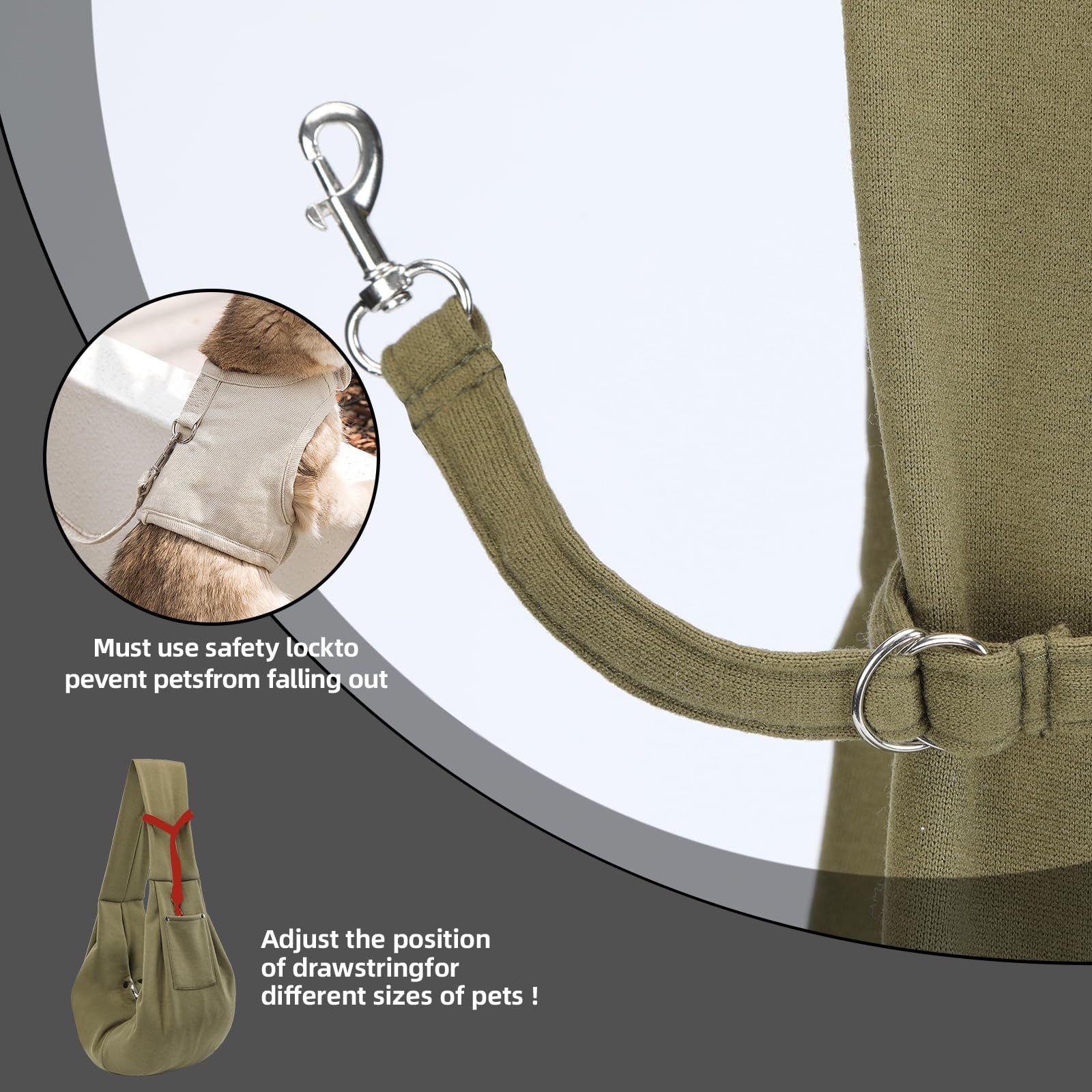 Dog Carrier Sling - Reversible Puppy Carrier Purse with Storage Pocket, Hand-Free Dog Sling Carrier for Carry Small Dogs and Cats, Travel Safety Harness, Dog and Cat Harness(Black) LukkyDeals