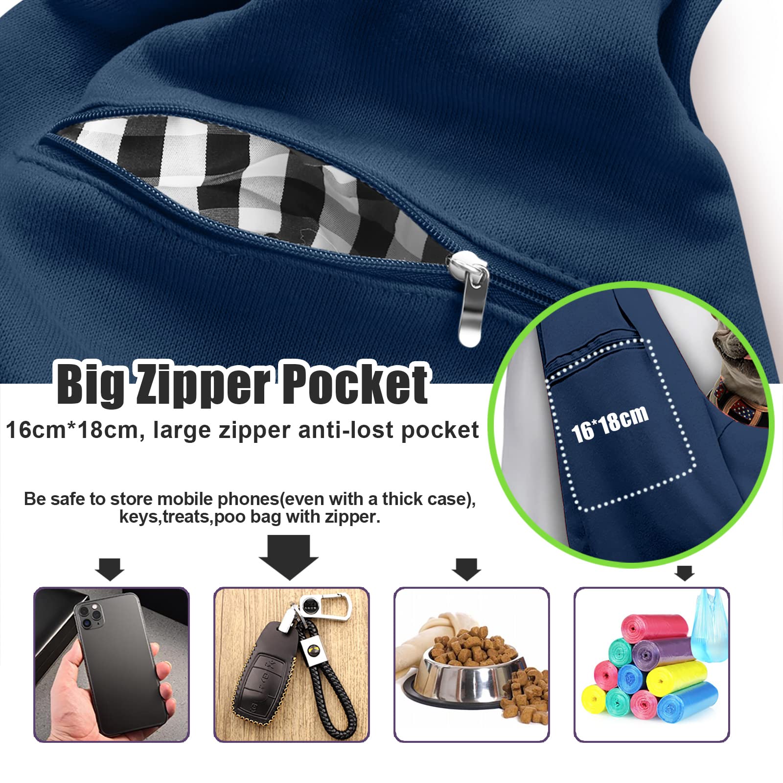 Tomkas Small Dog Sling Carrier - Adjustable Strap & Zip Pocket - Suitable for Puppies (Black) LukkyDeals