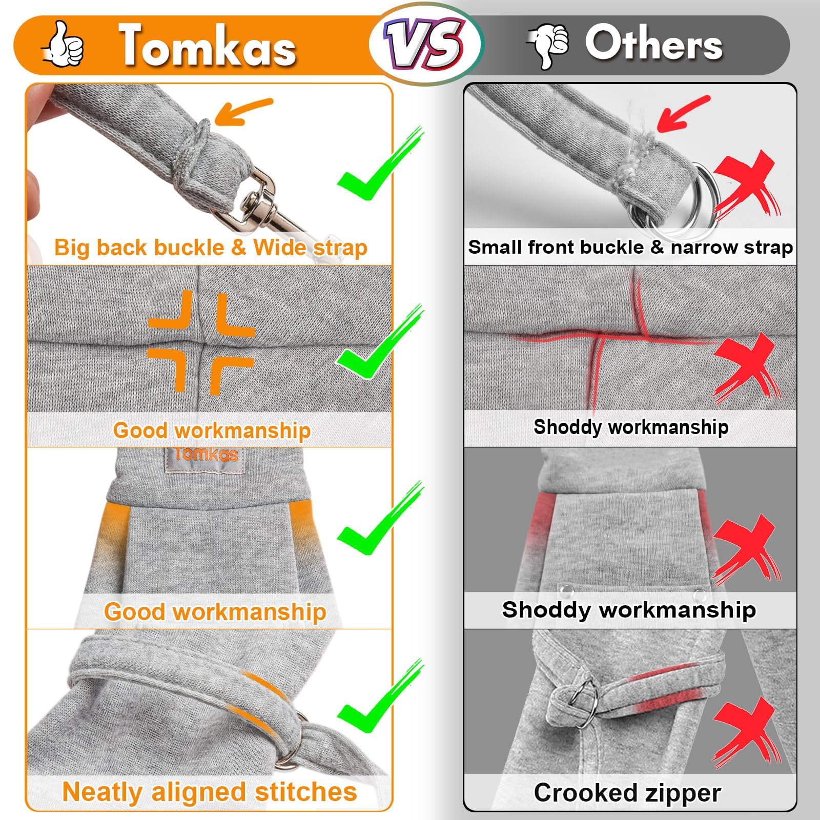 Tomkas Small Dog Sling Carrier - Adjustable Strap & Zip Pocket - Suitable for Puppies (Black) LukkyDeals