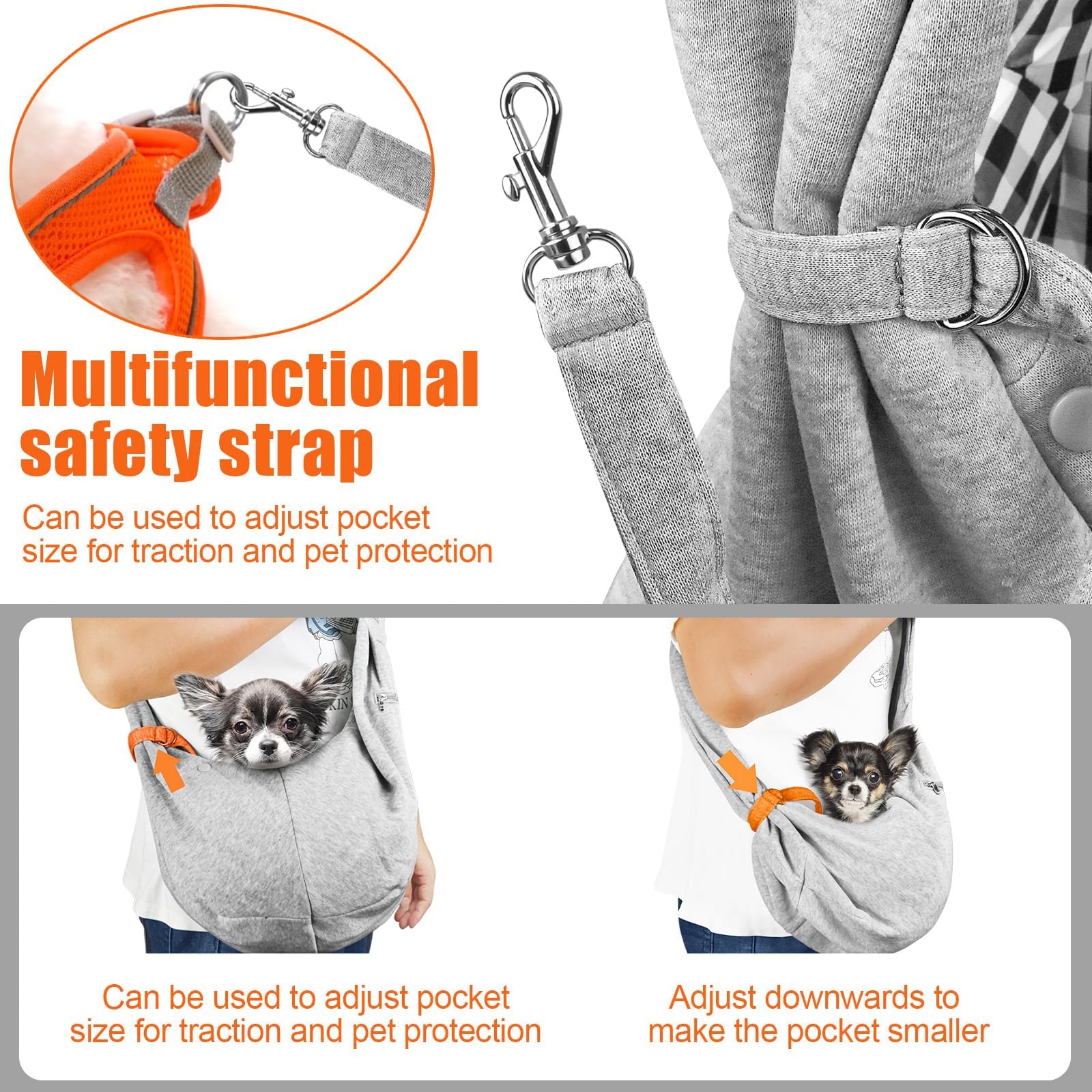 Tomkas Small Dog Sling Carrier - Adjustable Strap & Zip Pocket - Suitable for Puppies (Black) LukkyDeals