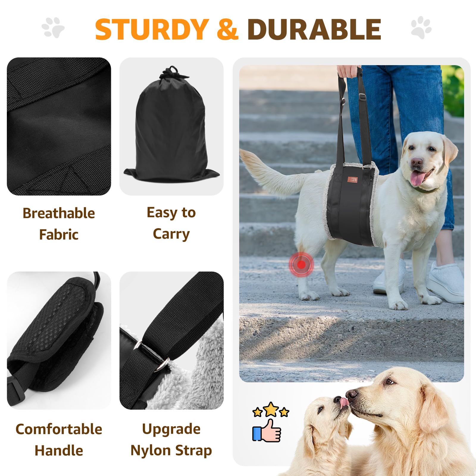 Adjustable Dog Lift Harness Dog Sling for Large Dogs Hind Leg Support Soft Lift Support and Rehab Harness for Weak Rear Legs, Helps Senior, Injured, Disabled and After ACL Surgery Dogs Large LukkyDeals