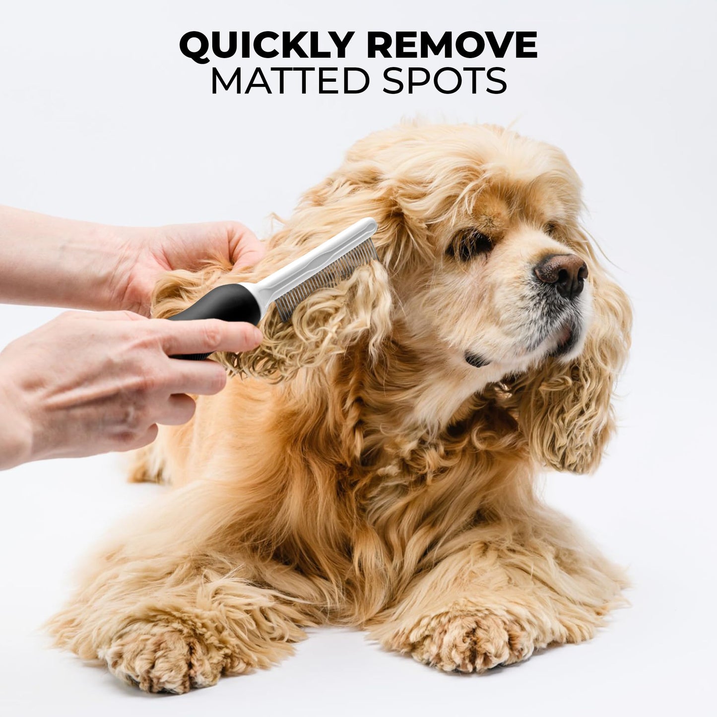 Poodle Dematting Fur Rake Comb Brush for Dogs and Cats - Long 2.5" Steel Safety Blades Metal Comb for Detangling Matted or Knotted Undercoat Hair LukkyDeals