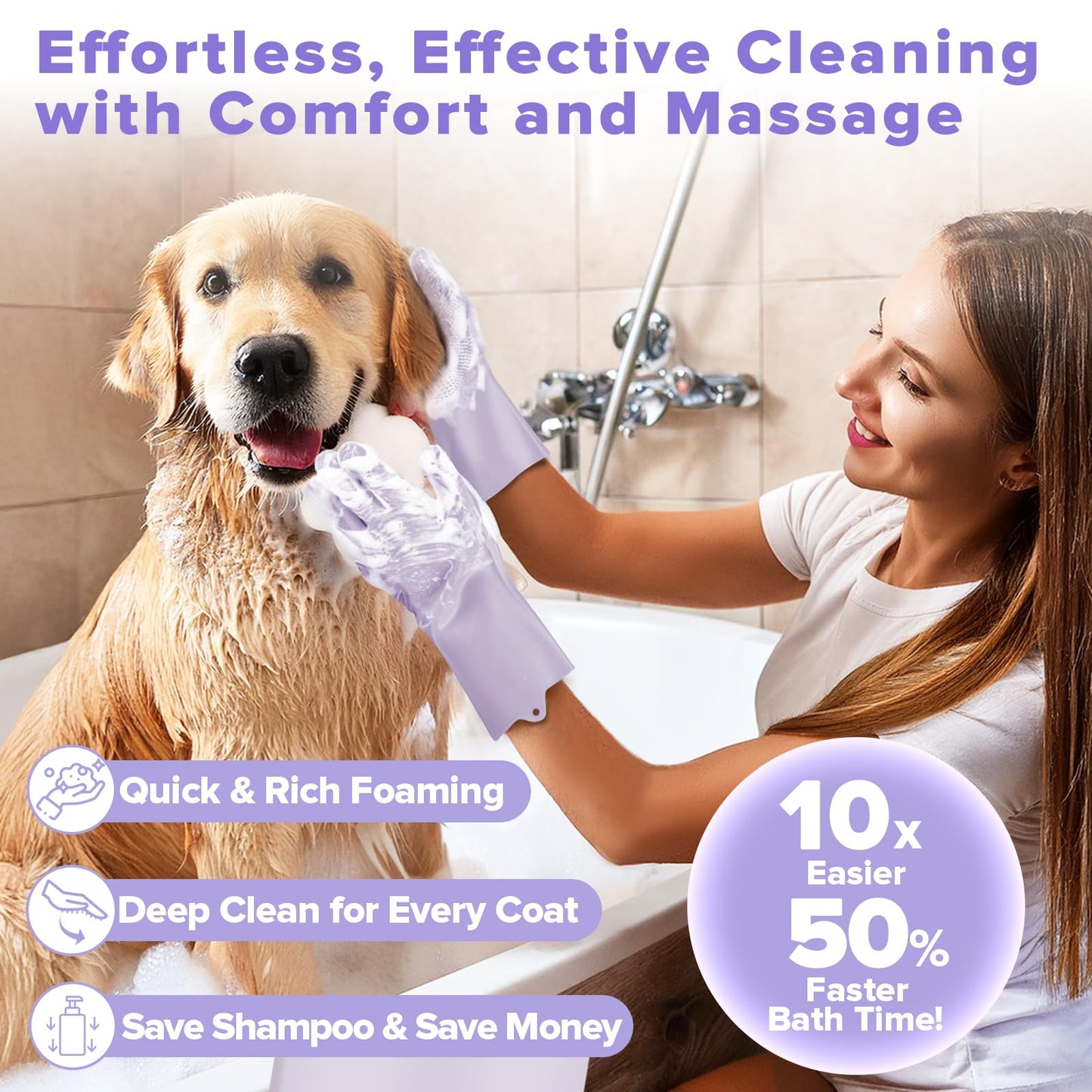 6PCS Pet Grooming Kit | Dog Washing Gloves | Dog Bath Brush | Dog Bath Gloves | Dog Shampoo Brush | Pet Grooming Gloves | Cat Bathing Supplies | Dog Bath Supplies (Navy Blue) LukkyDeals