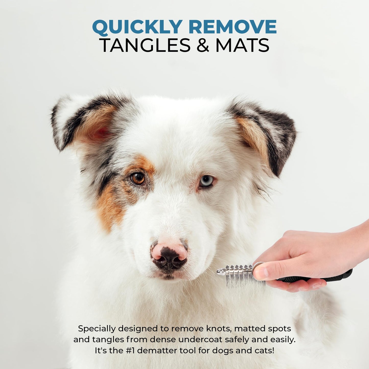 Poodle Dematting Fur Rake Comb Brush for Dogs and Cats - Long 2.5" Steel Safety Blades Metal Comb for Detangling Matted or Knotted Undercoat Hair LukkyDeals