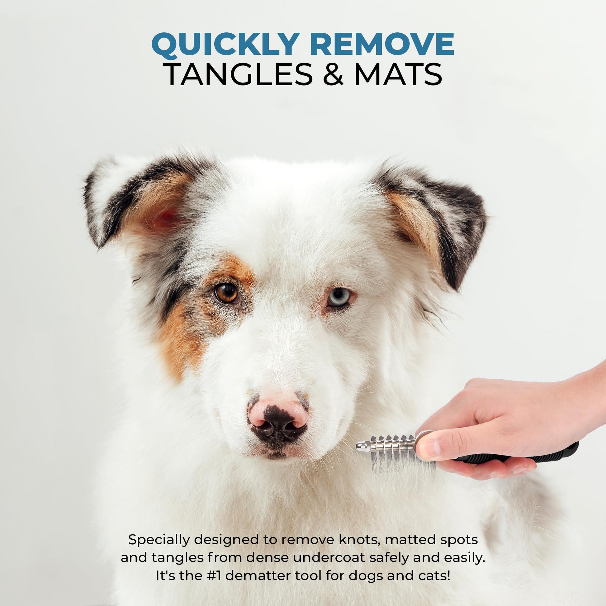 Poodle Dematting Fur Rake Comb Brush for Dogs and Cats - Long 2.5" Steel Safety Blades Metal Comb for Detangling Matted or Knotted Undercoat Hair LukkyDeals