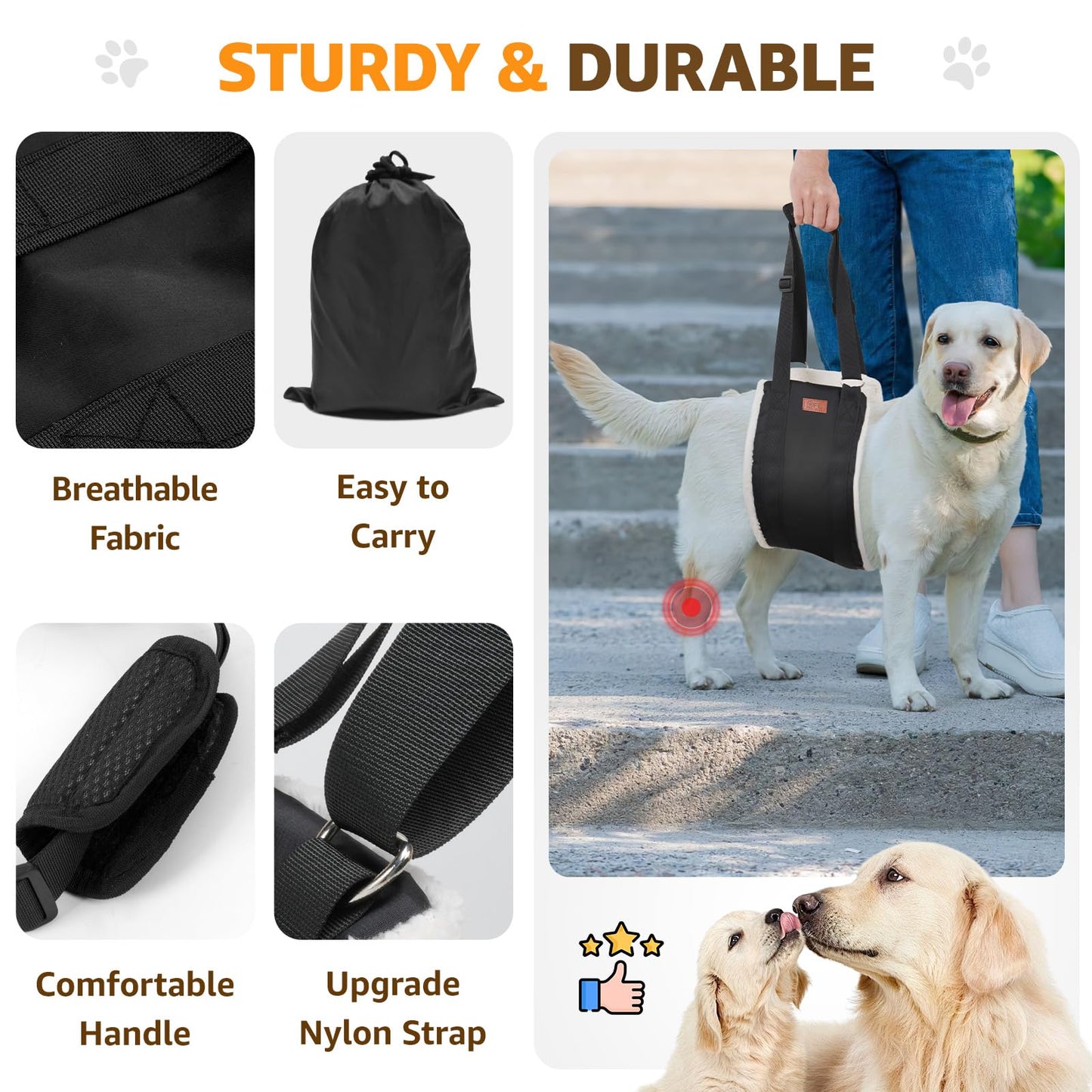 Adjustable Dog Lift Harness Dog Sling for Large Dogs Hind Leg Support Soft Lift Support and Rehab Harness for Weak Rear Legs, Helps Senior, Injured, Disabled and After ACL Surgery Dogs Large LukkyDeals