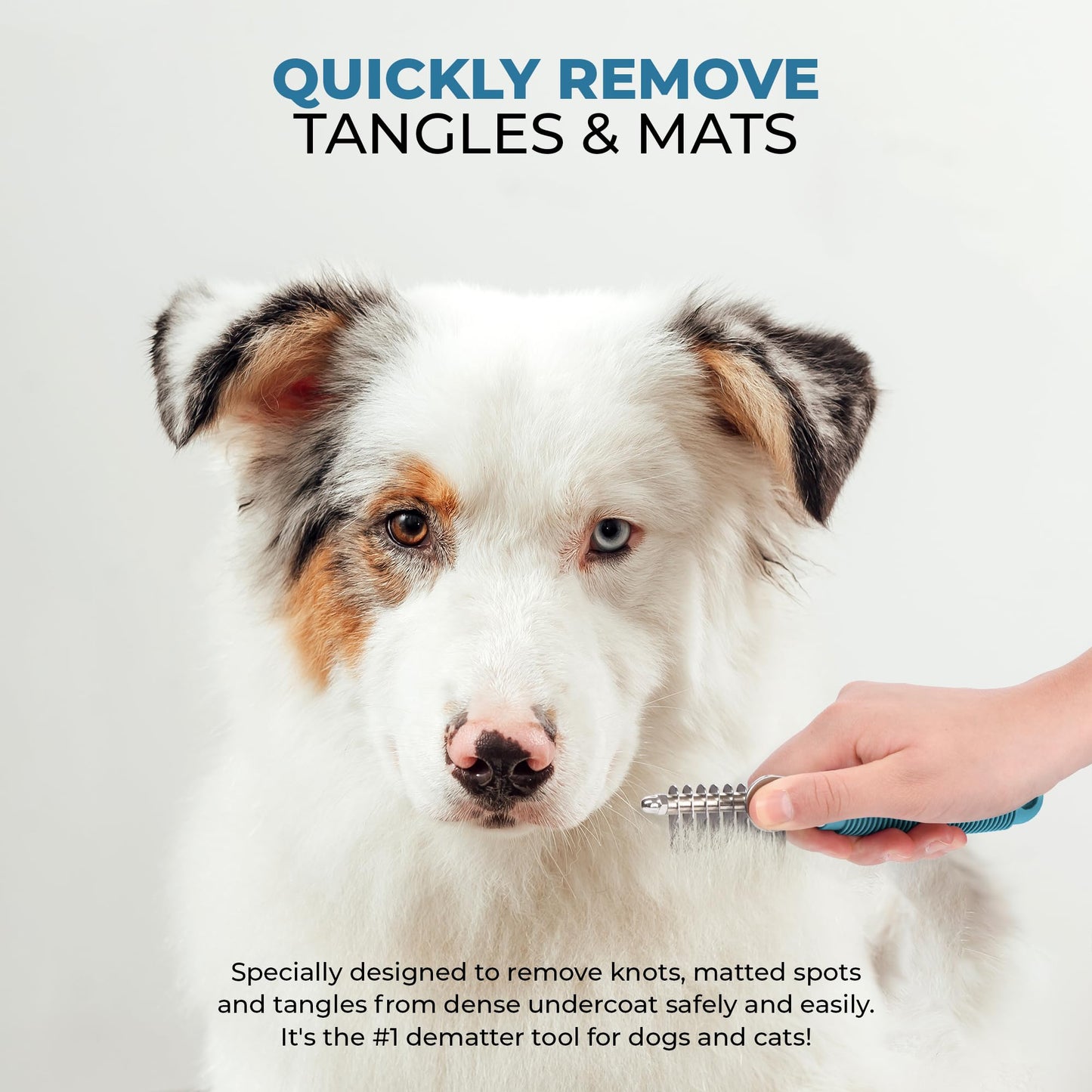 Poodle Dematting Fur Rake Comb Brush for Dogs and Cats - Long 2.5" Steel Safety Blades Metal Comb for Detangling Matted or Knotted Undercoat Hair LukkyDeals