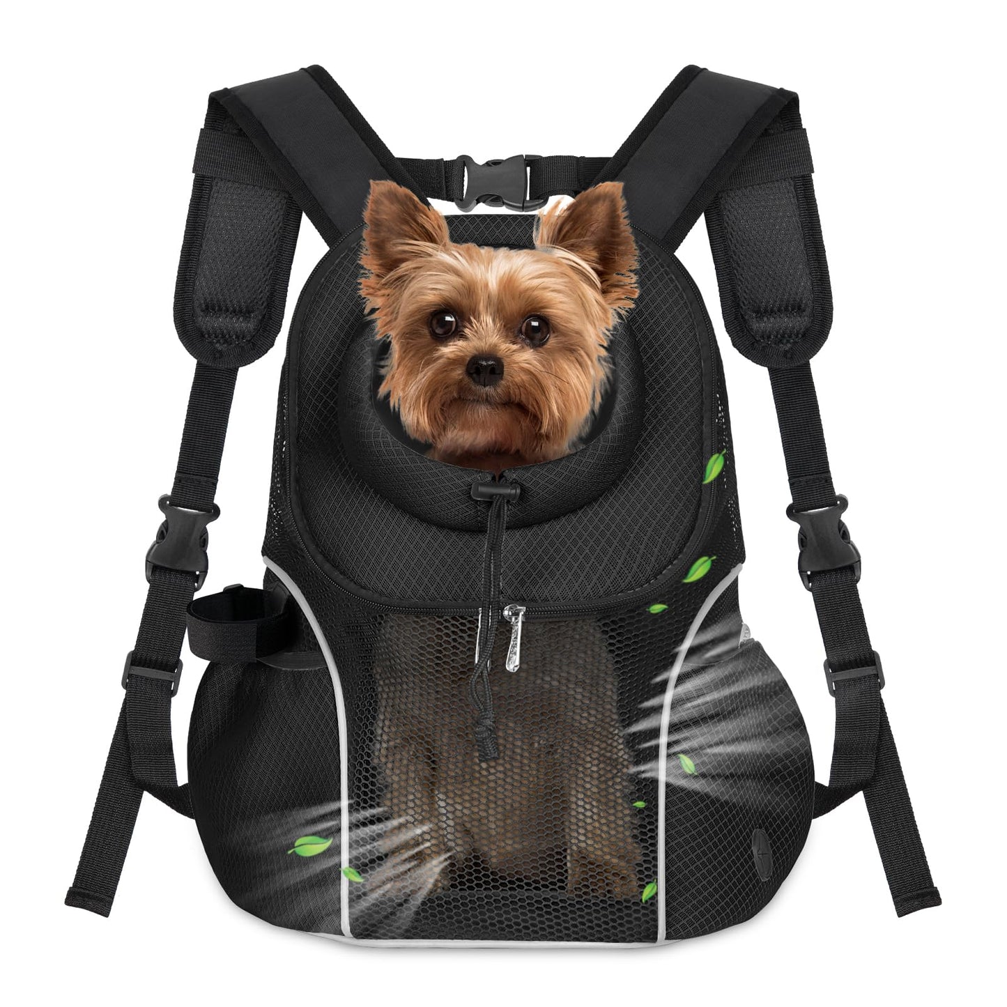 WOYYHO Pet Dog Carrier Backpack Small Dog Front Backpack Ventilated Mesh Dog Travel Back Pack with Safety Belt for Travel Hiking Cycling Outdoor Adventures (Size M: 5-9 lbs, Black) LukkyDeals