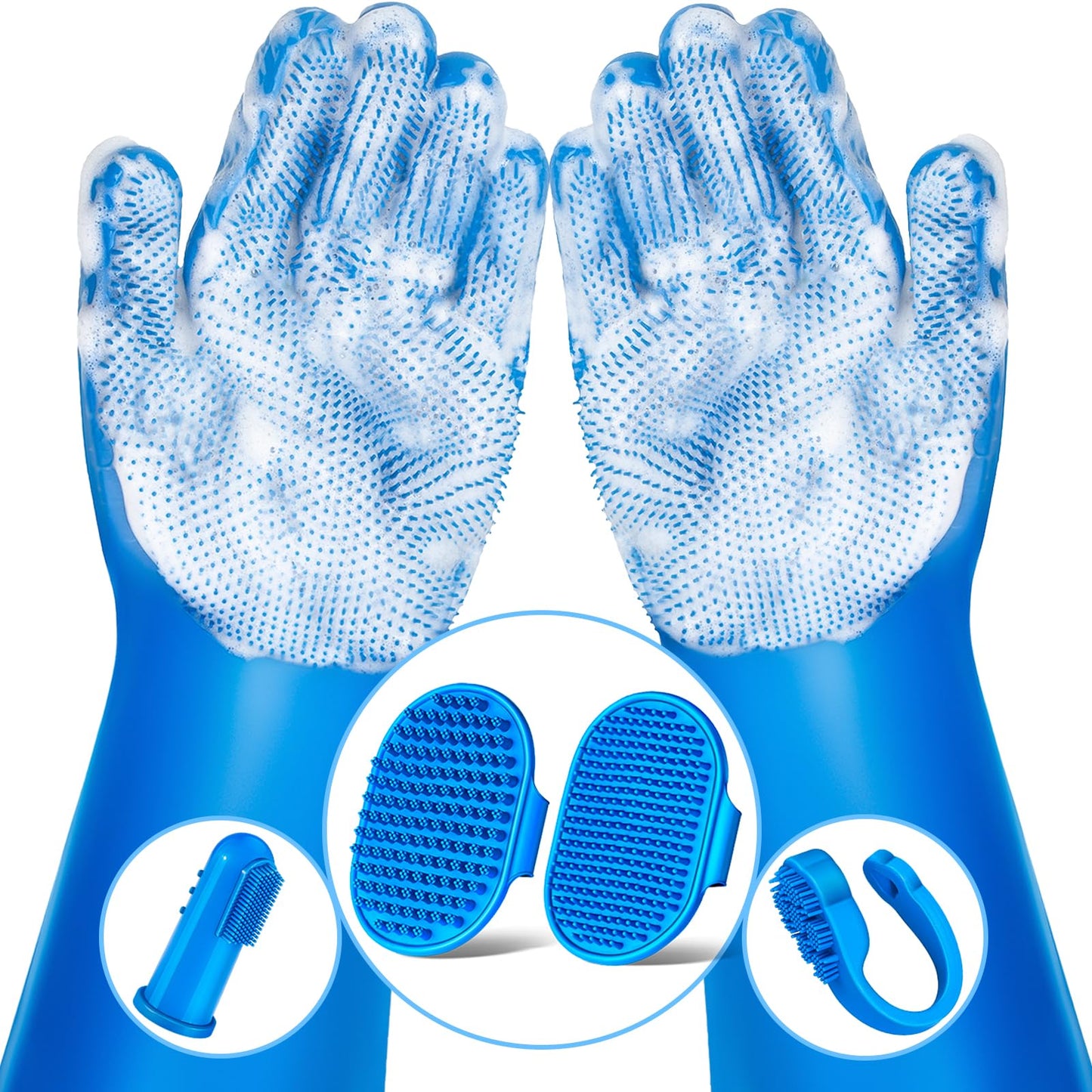 6PCS Pet Grooming Kit | Dog Washing Gloves | Dog Bath Brush | Dog Bath Gloves | Dog Shampoo Brush | Pet Grooming Gloves | Cat Bathing Supplies | Dog Bath Supplies (Navy Blue) LukkyDeals