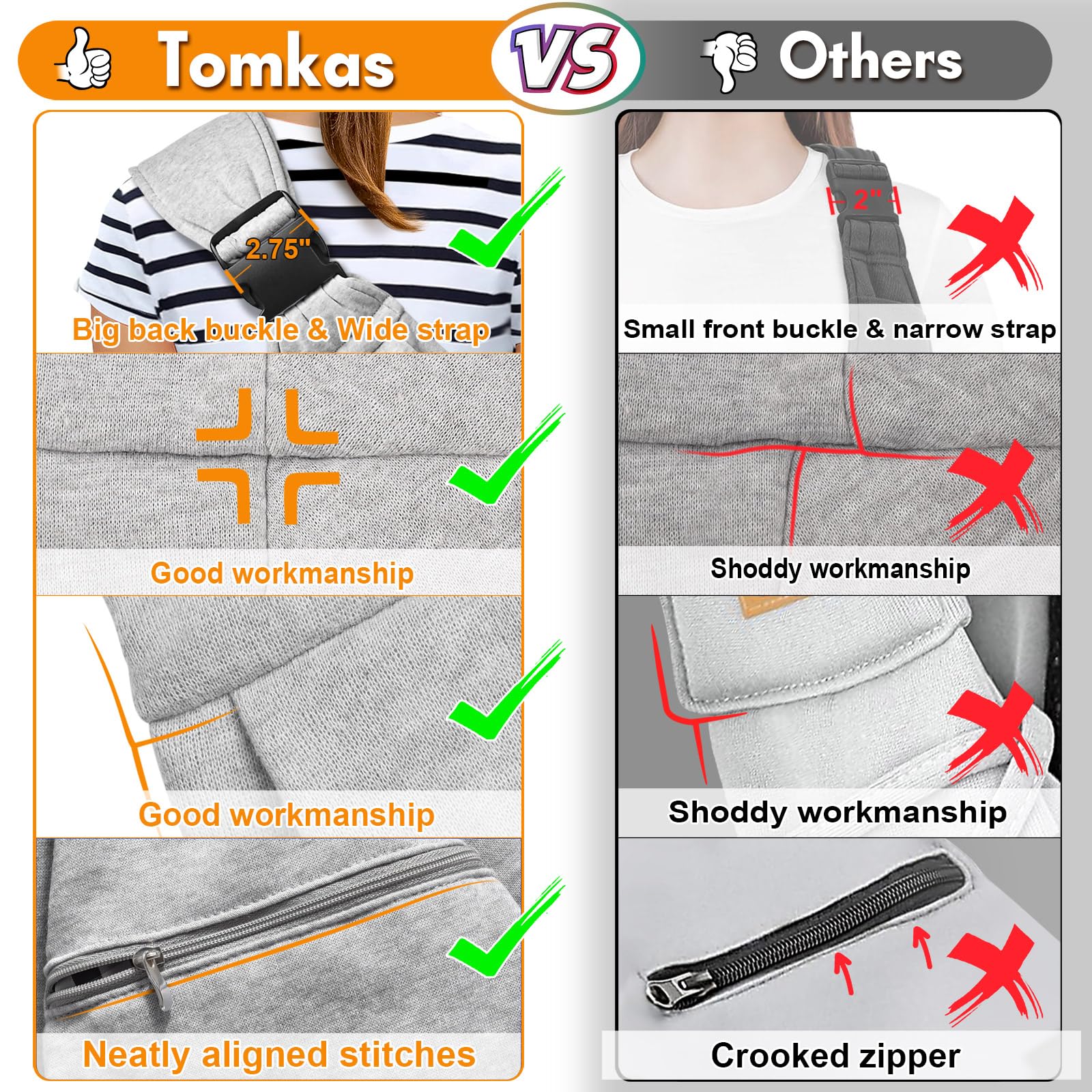 Tomkas Small Dog Sling Carrier - Adjustable Strap & Zip Pocket - Suitable for Puppies (Black) LukkyDeals