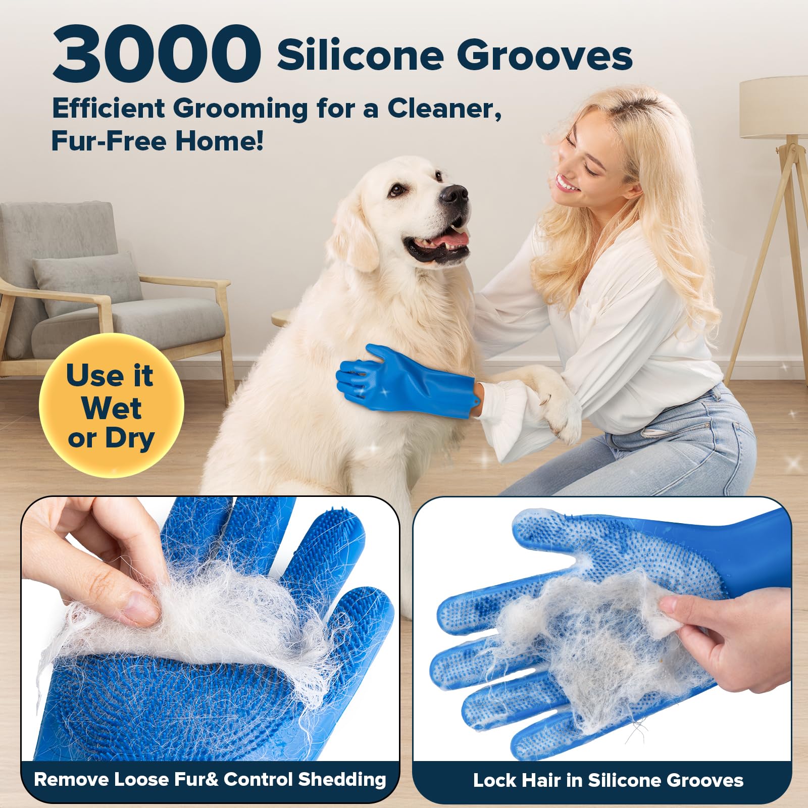 6PCS Pet Grooming Kit | Dog Washing Gloves | Dog Bath Brush | Dog Bath Gloves | Dog Shampoo Brush | Pet Grooming Gloves | Cat Bathing Supplies | Dog Bath Supplies (Navy Blue) LukkyDeals