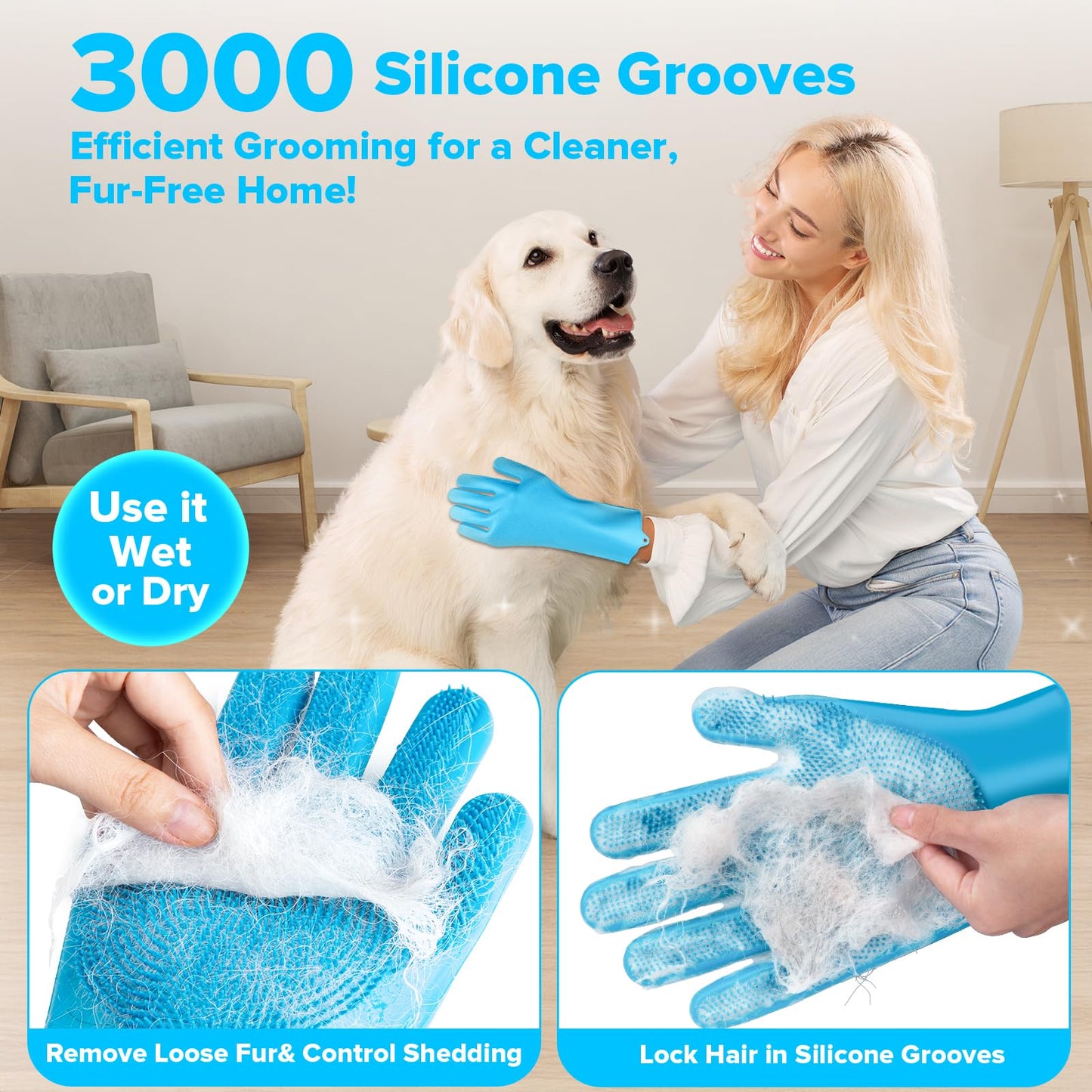 6PCS Pet Grooming Kit | Dog Washing Gloves | Dog Bath Brush | Dog Bath Gloves | Dog Shampoo Brush | Pet Grooming Gloves | Cat Bathing Supplies | Dog Bath Supplies (Navy Blue) LukkyDeals